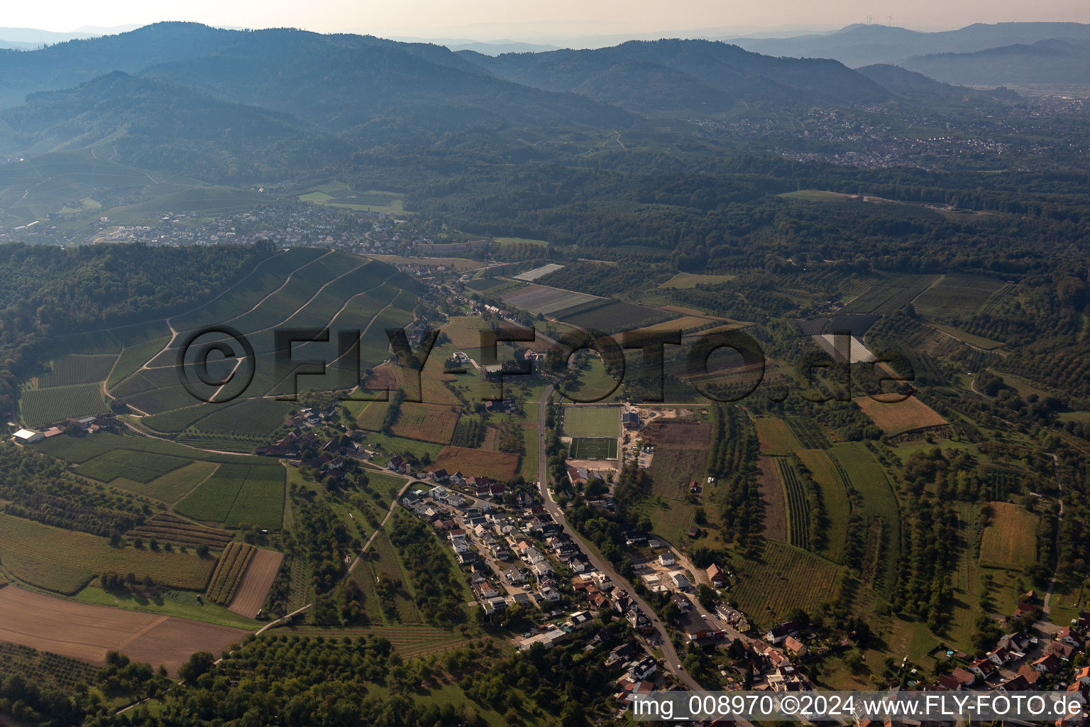 District Ebersweier in Durbach in the state Baden-Wuerttemberg, Germany out of the air