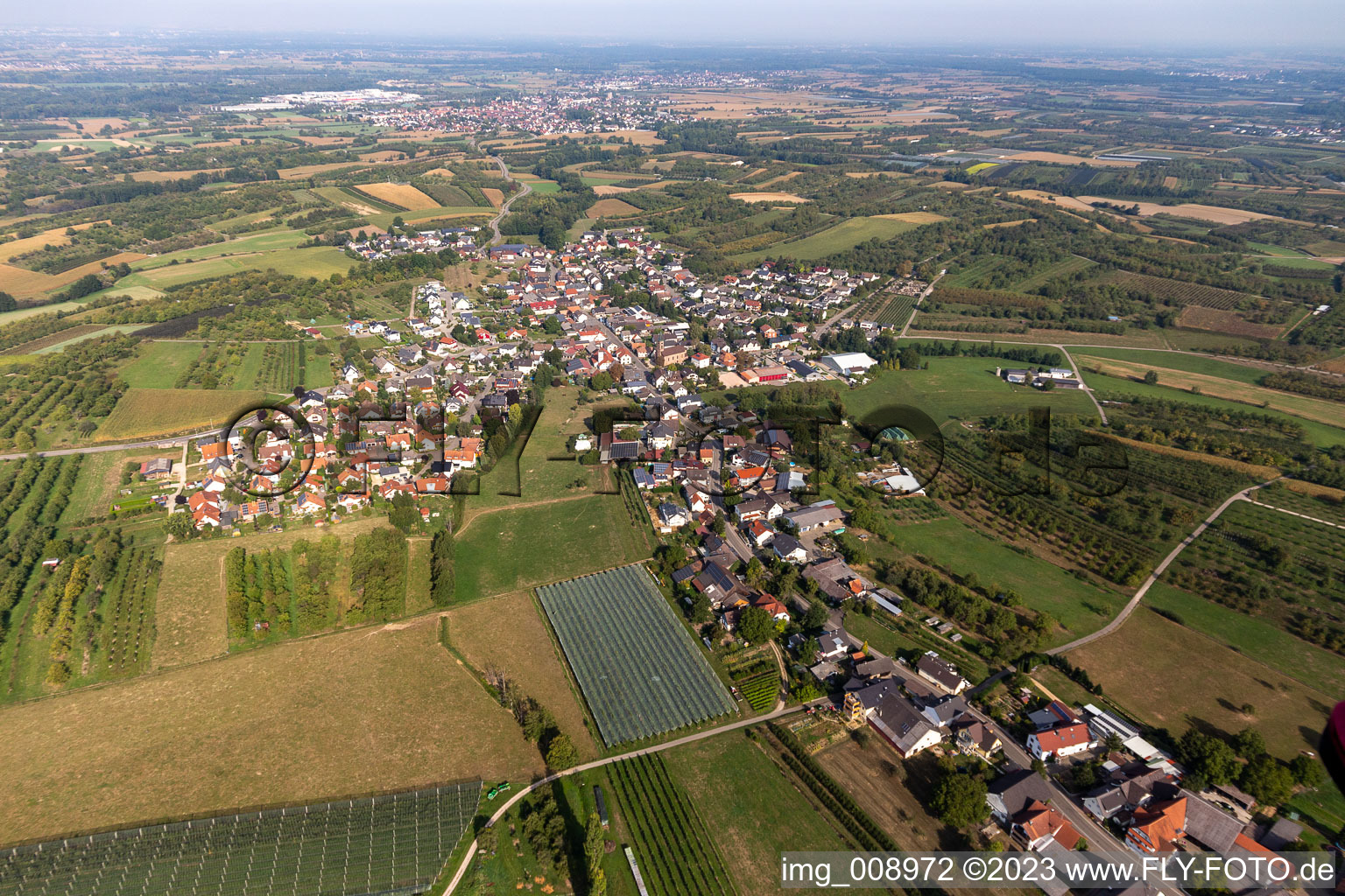 Aerial view of District Nesselried in Appenweier in the state Baden-Wuerttemberg, Germany