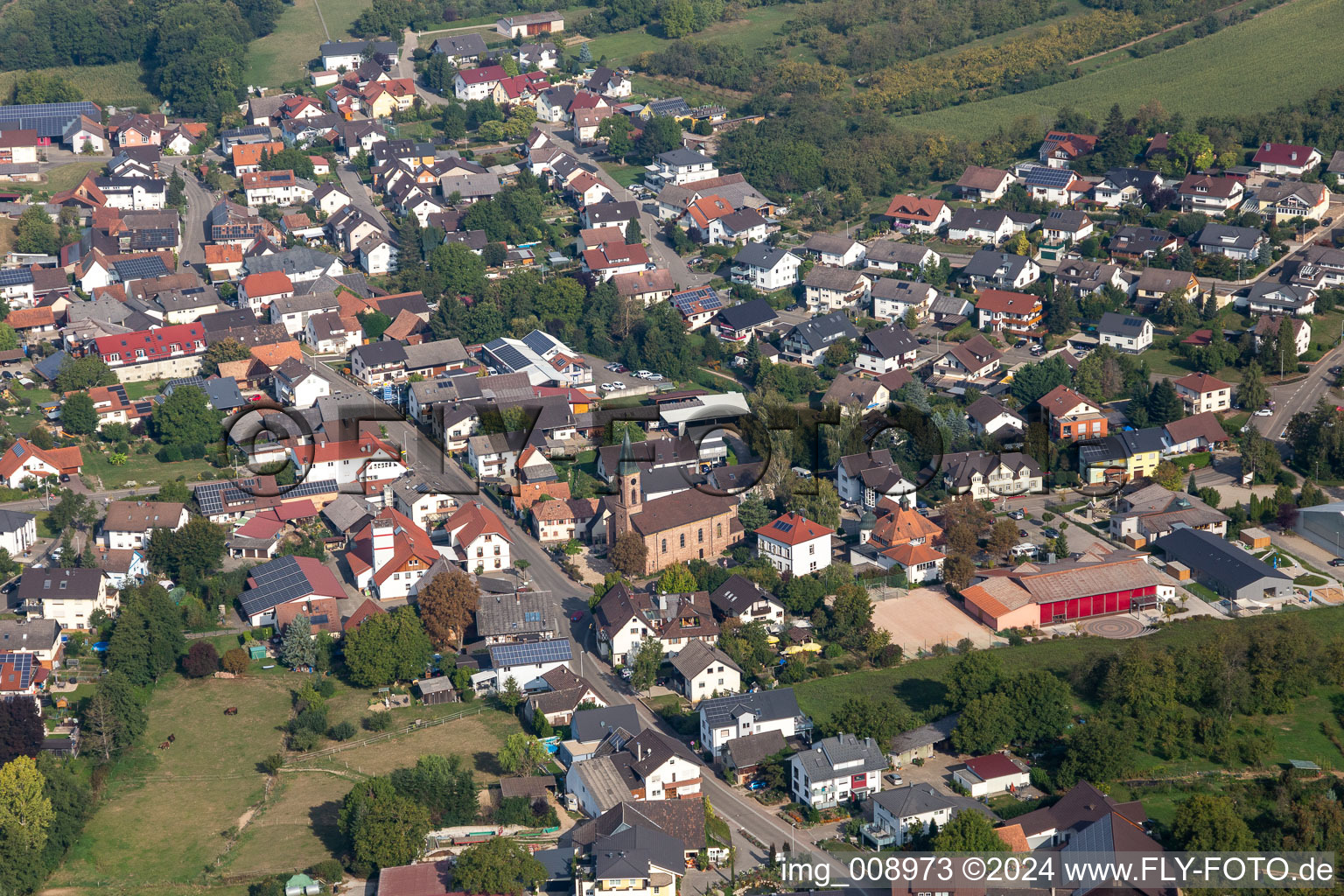 Aerial photograpy of District Nesselried in Appenweier in the state Baden-Wuerttemberg, Germany