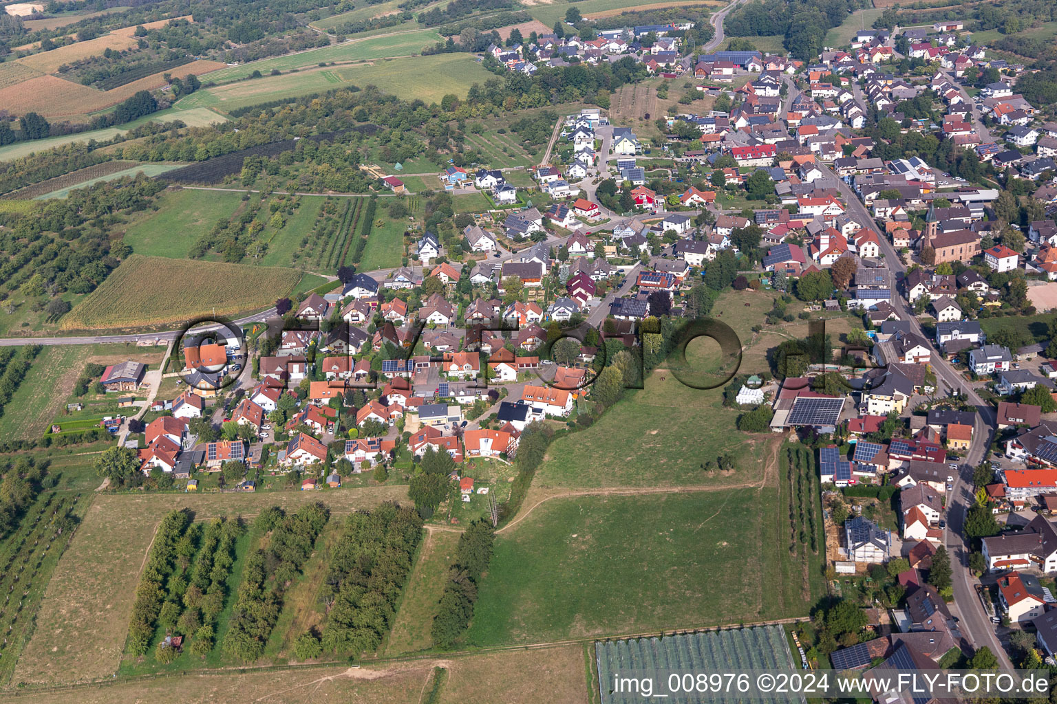 District Nesselried in Appenweier in the state Baden-Wuerttemberg, Germany from above