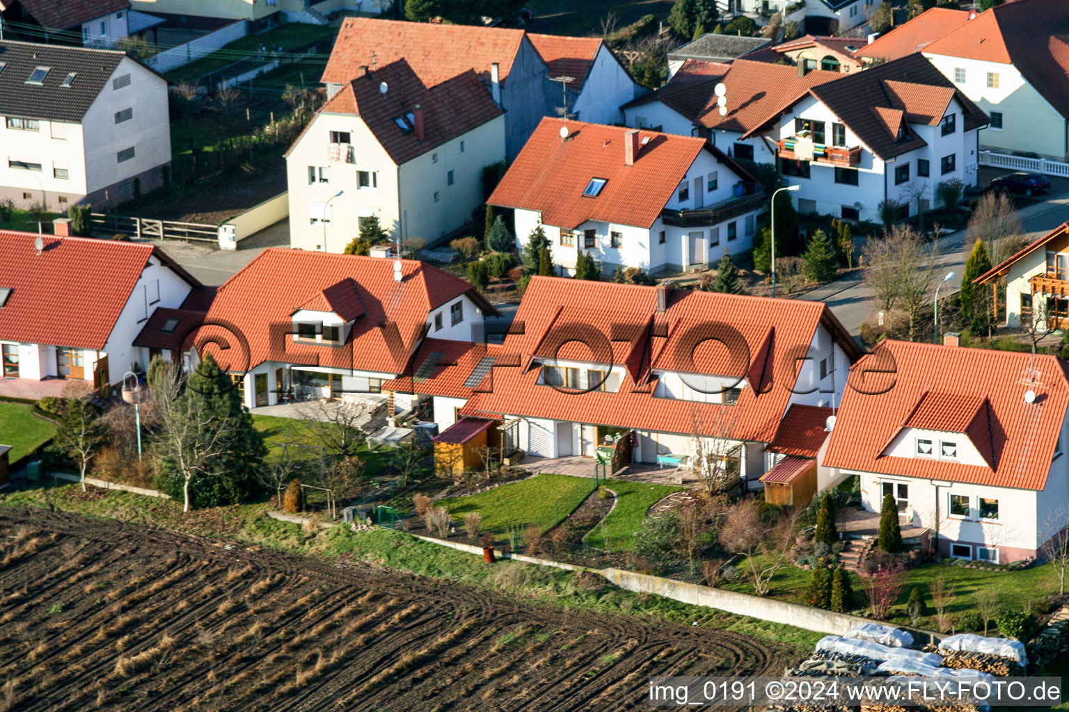 Drone recording of Hatzenbühl in the state Rhineland-Palatinate, Germany