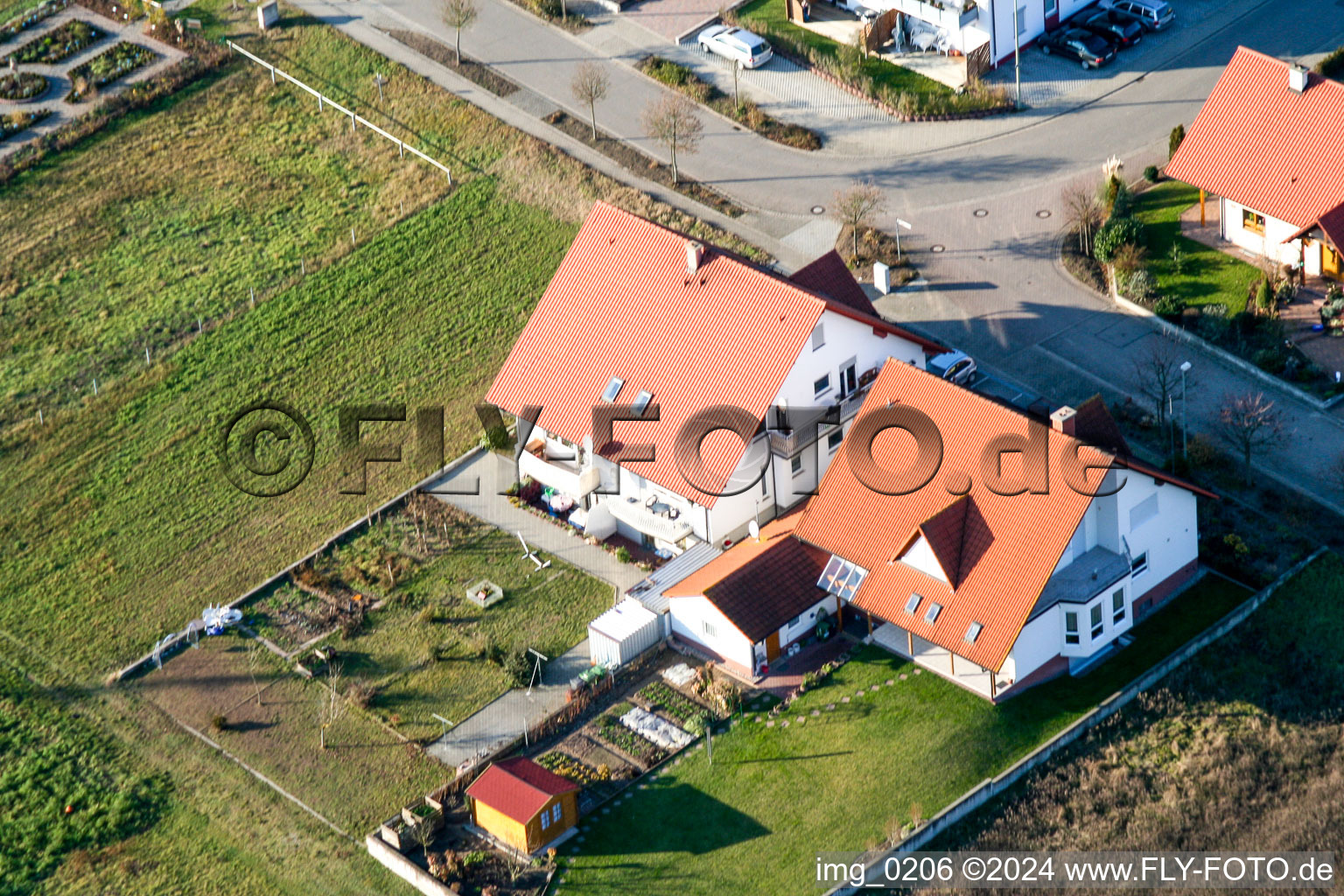 Hatzenbühl in the state Rhineland-Palatinate, Germany from above