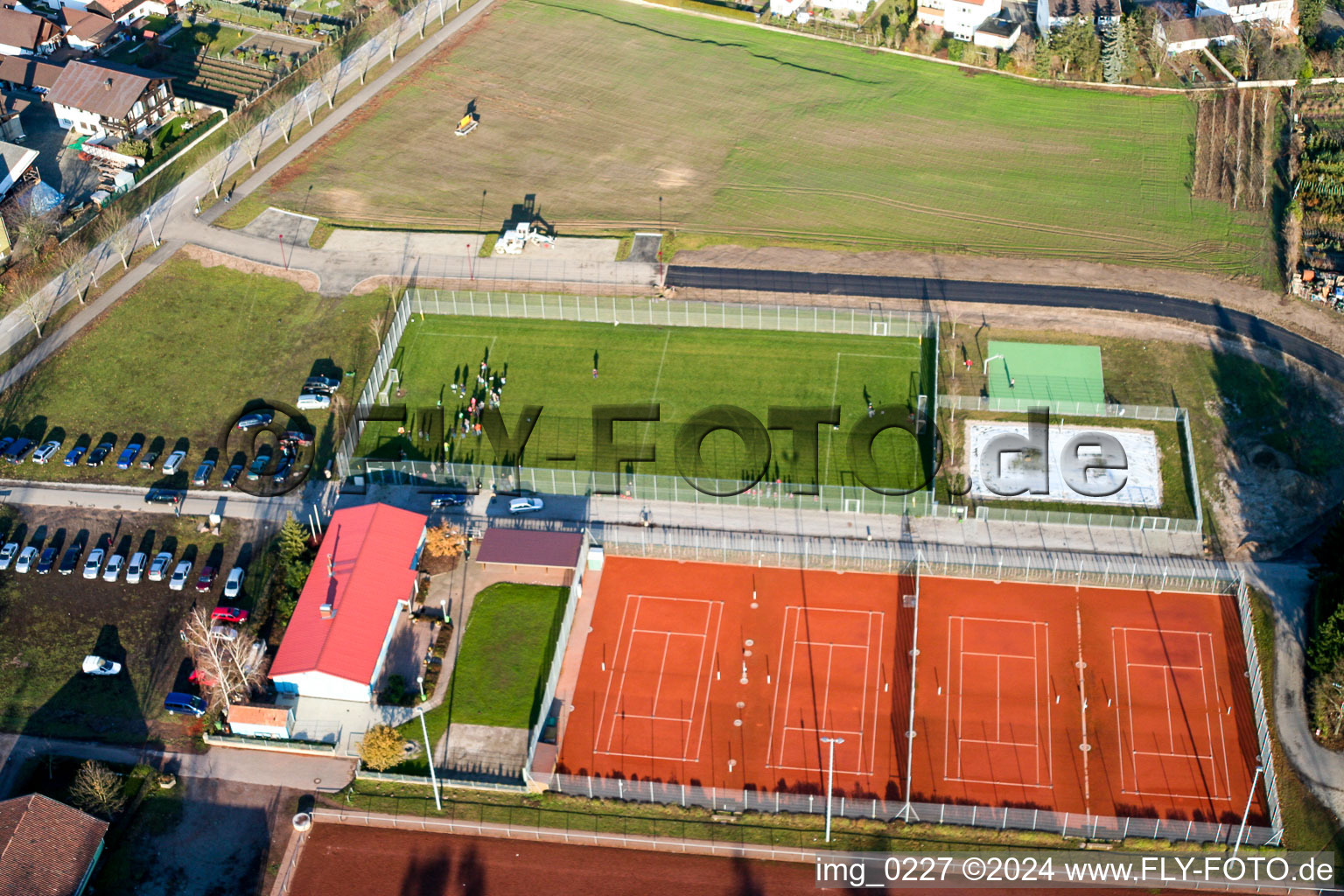 Sports fields in Rheinzabern in the state Rhineland-Palatinate, Germany