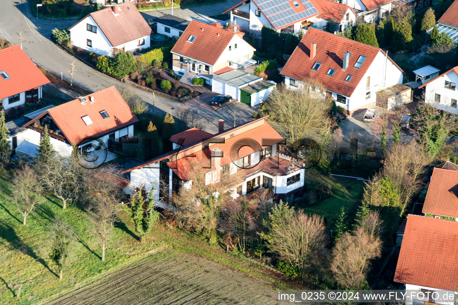 Aerial photograpy of New development area An den Tongruben in Rheinzabern in the state Rhineland-Palatinate, Germany