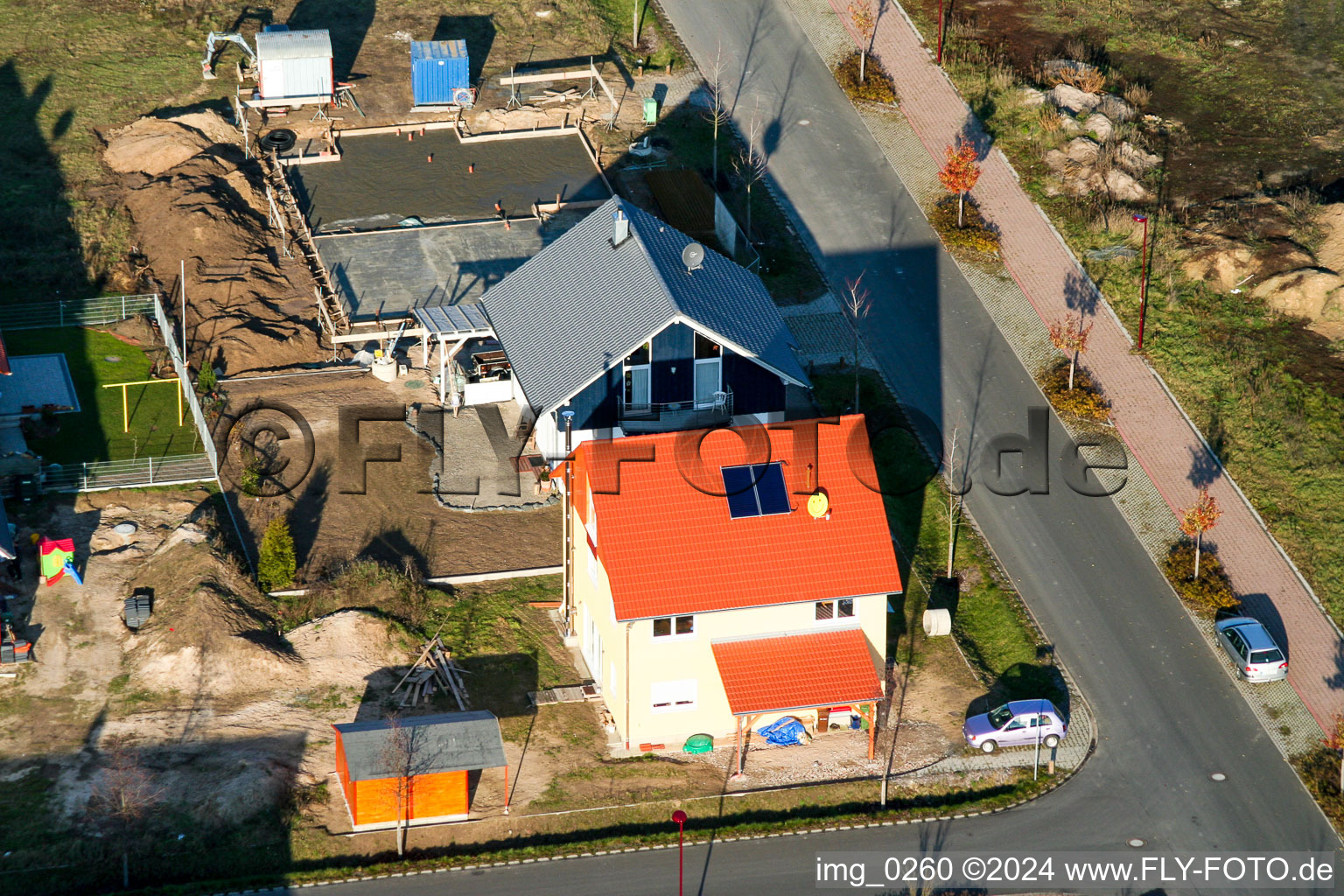 Aerial photograpy of New development area An den Tongruben in Rheinzabern in the state Rhineland-Palatinate, Germany