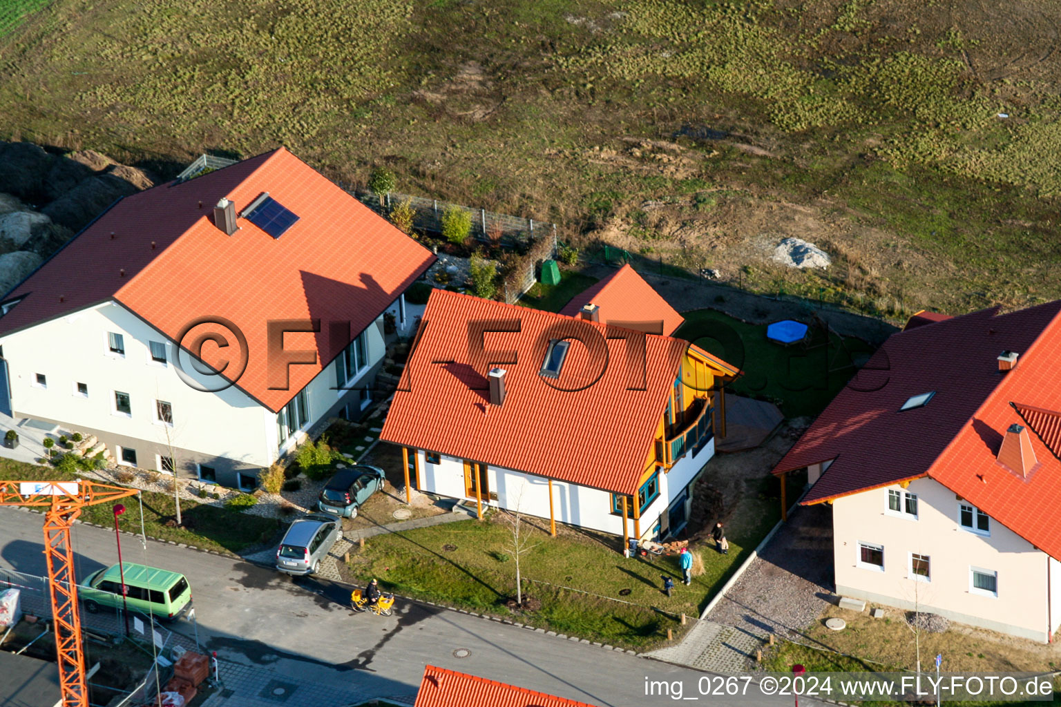 New development area An den Tongruben in Rheinzabern in the state Rhineland-Palatinate, Germany out of the air