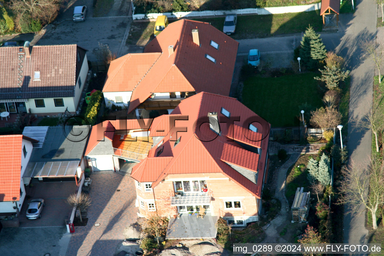 Drone recording of New development area An den Tongruben in Rheinzabern in the state Rhineland-Palatinate, Germany