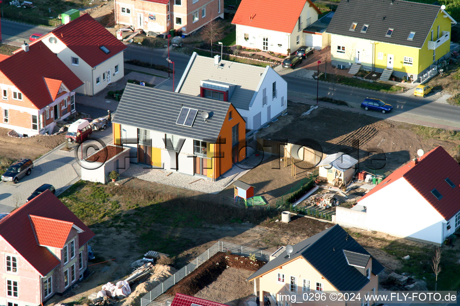 Aerial photograpy of New development area An den Tongruben in Rheinzabern in the state Rhineland-Palatinate, Germany