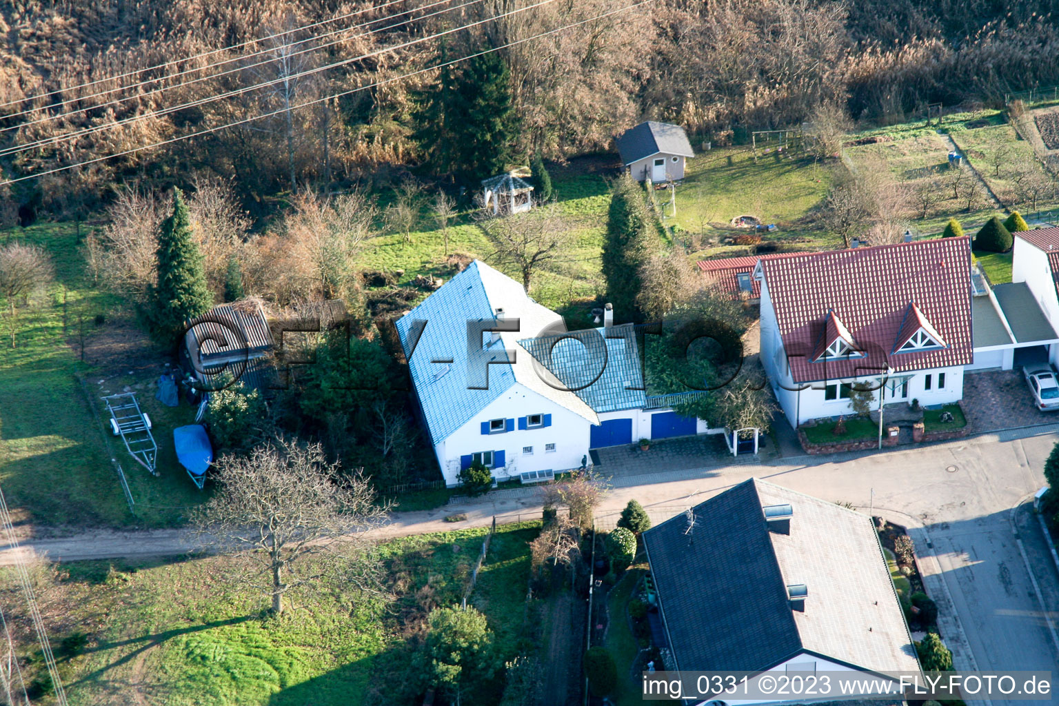 Aerial view of Jockgrim in the state Rhineland-Palatinate, Germany