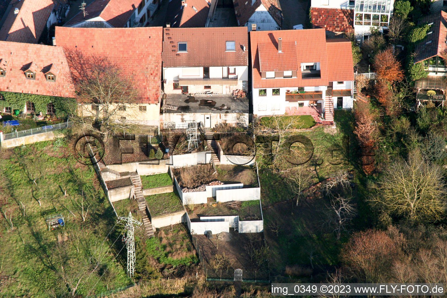Aerial photograpy of Ludwigstr in Jockgrim in the state Rhineland-Palatinate, Germany