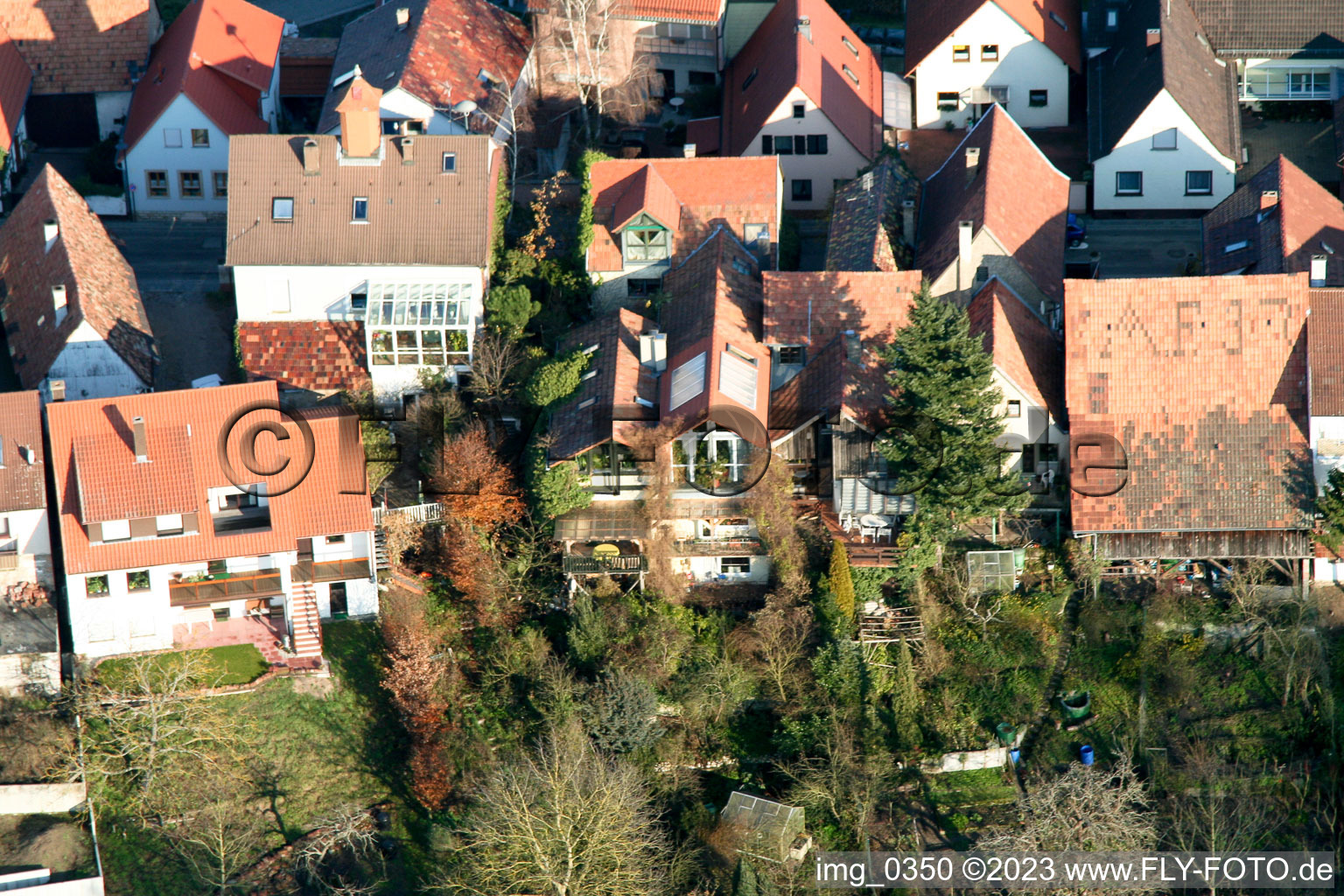 Oblique view of Ludwigstr in Jockgrim in the state Rhineland-Palatinate, Germany