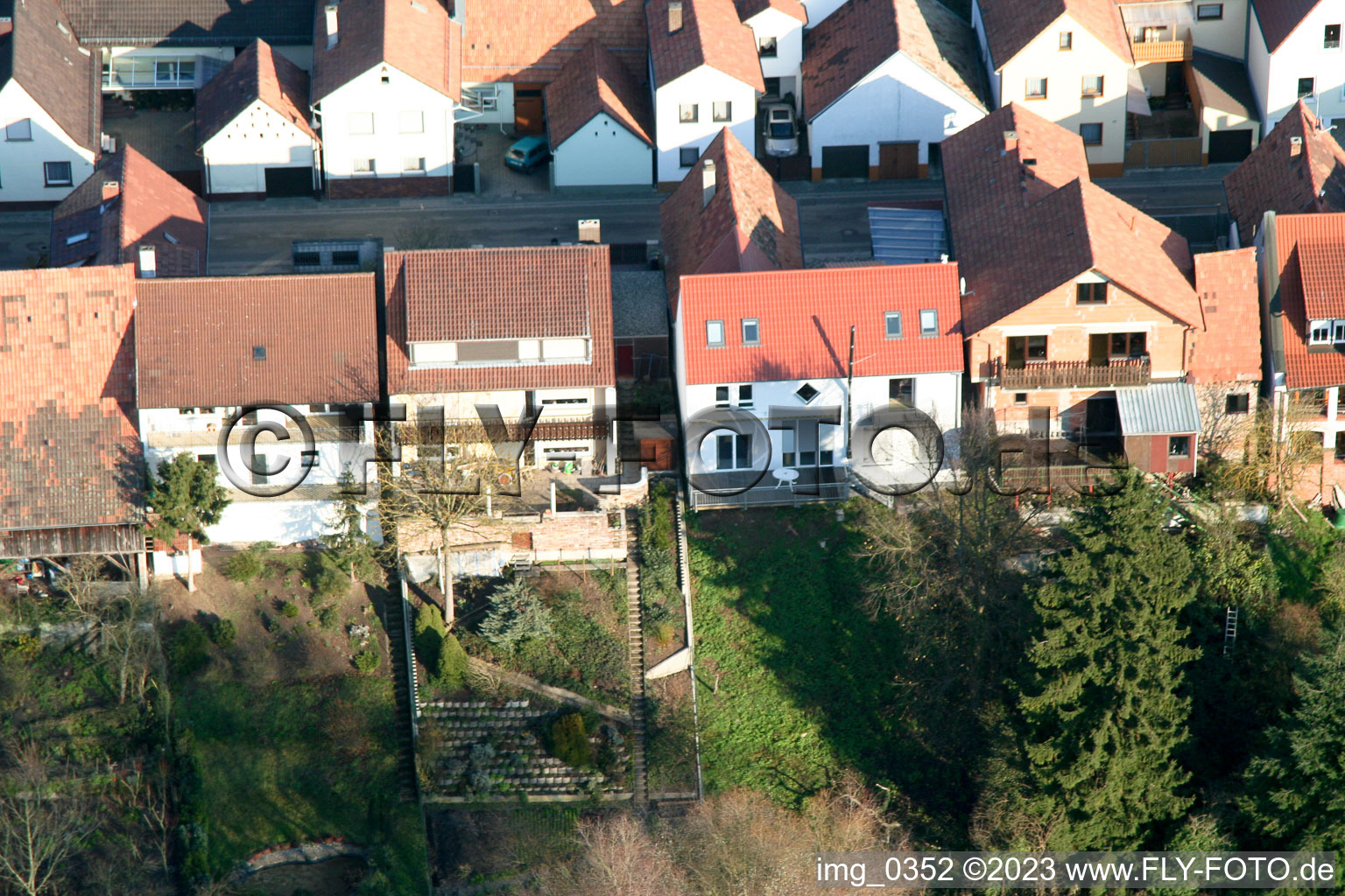 Ludwigstr in Jockgrim in the state Rhineland-Palatinate, Germany out of the air