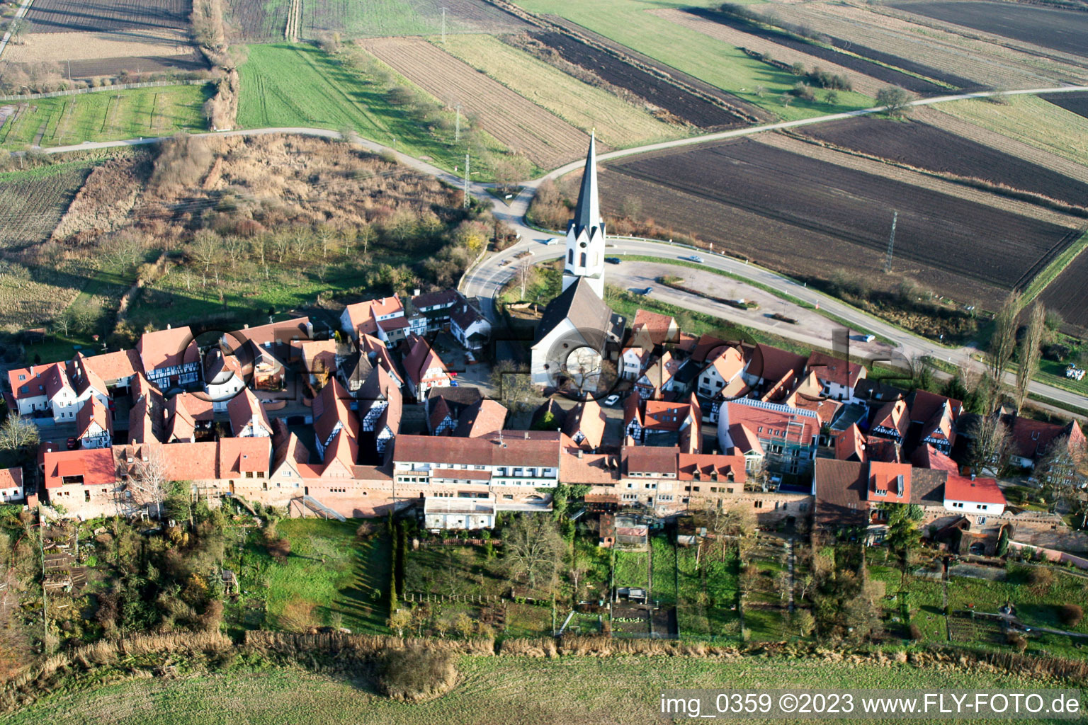 Drone image of Ludwigstr in Jockgrim in the state Rhineland-Palatinate, Germany