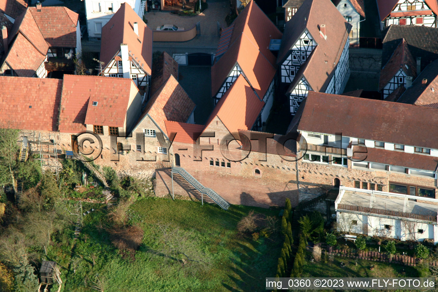 Ludwigstr in Jockgrim in the state Rhineland-Palatinate, Germany from the drone perspective