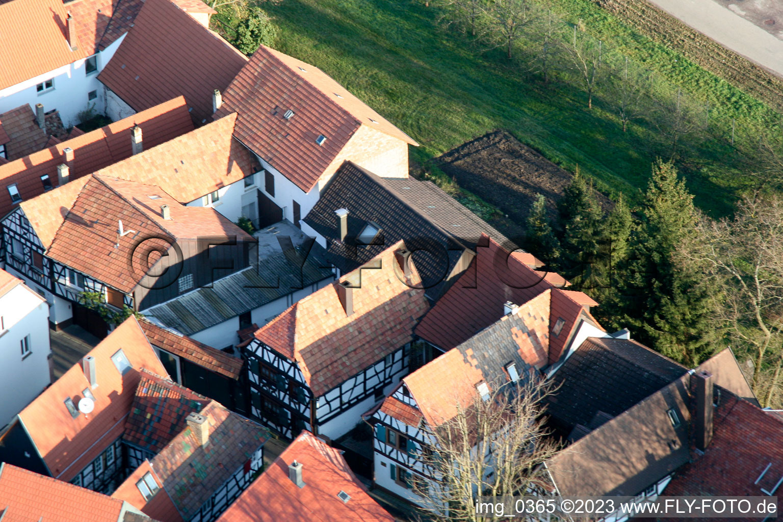 Aerial photograpy of Ludwigstr in Jockgrim in the state Rhineland-Palatinate, Germany