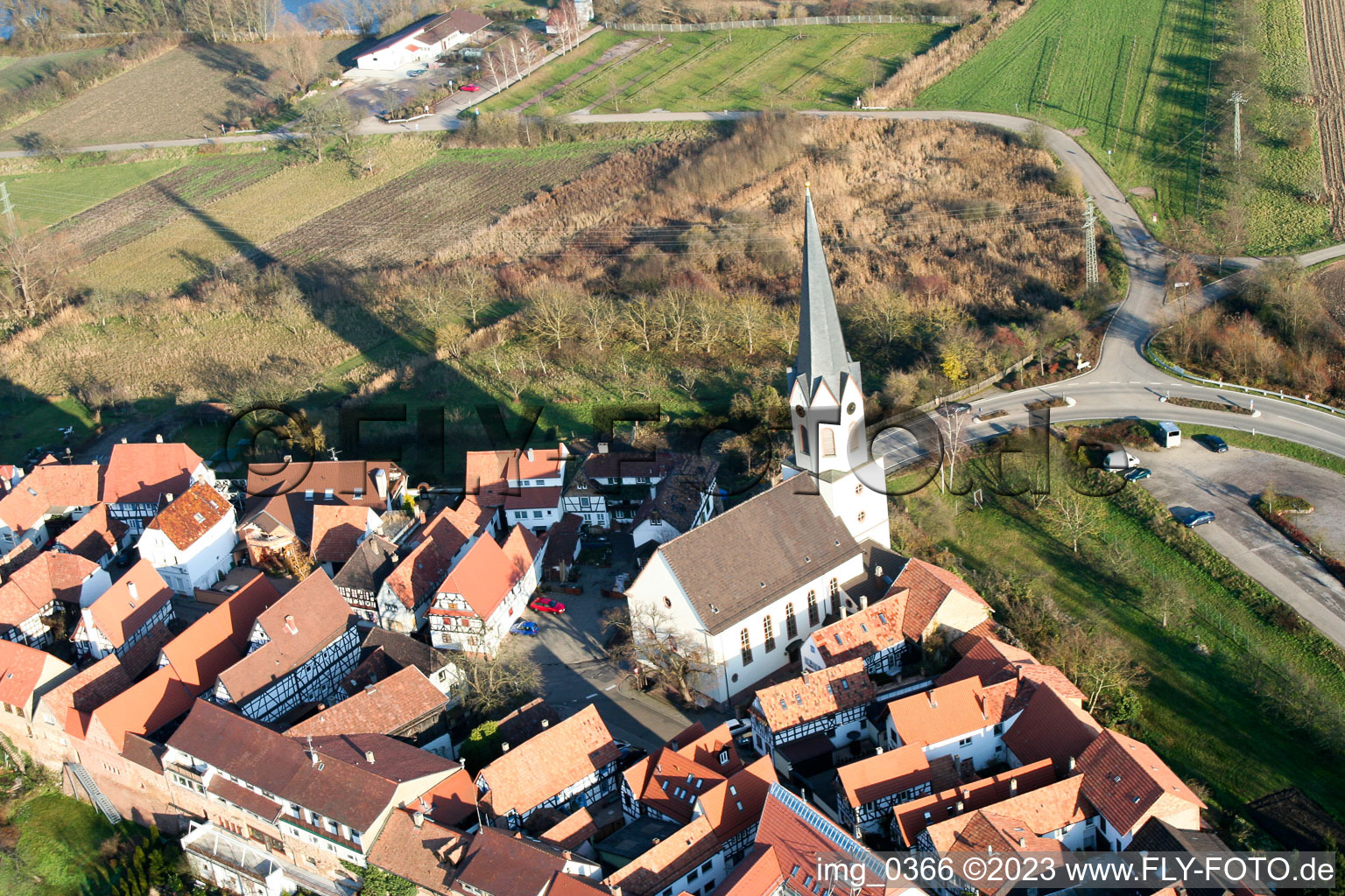 Oblique view of Ludwigstr in Jockgrim in the state Rhineland-Palatinate, Germany