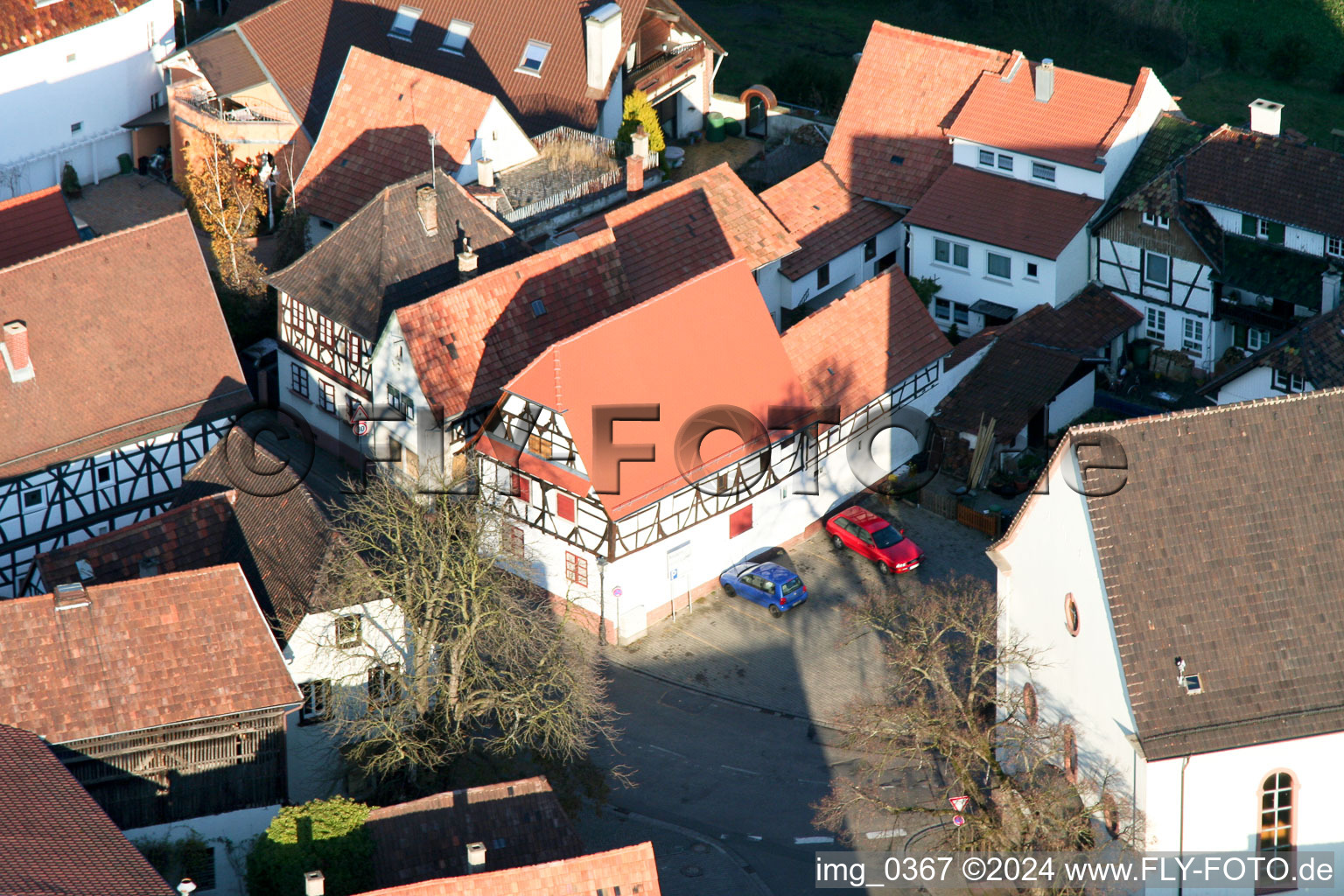 Ludwigstr in Jockgrim in the state Rhineland-Palatinate, Germany from above