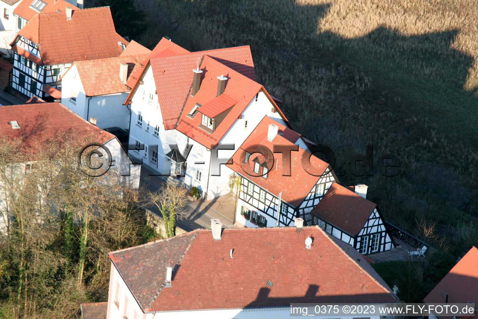 Bird's eye view of Ludwigstr in Jockgrim in the state Rhineland-Palatinate, Germany