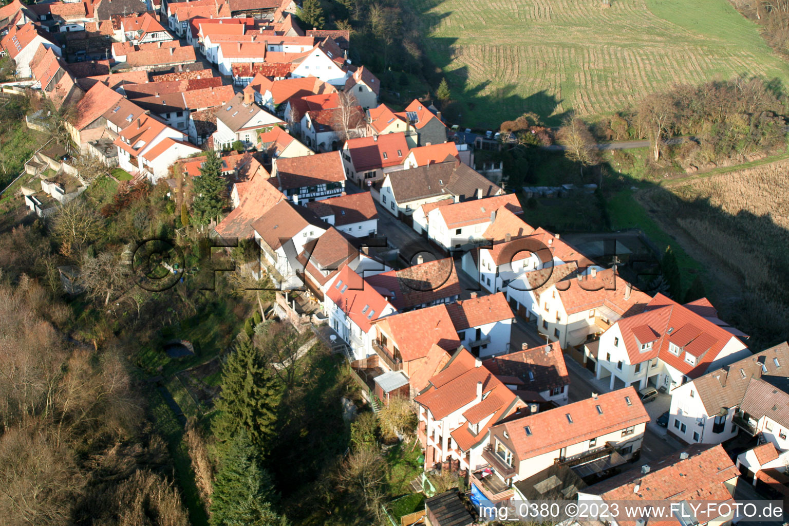 Drone image of Ludwigstr in Jockgrim in the state Rhineland-Palatinate, Germany