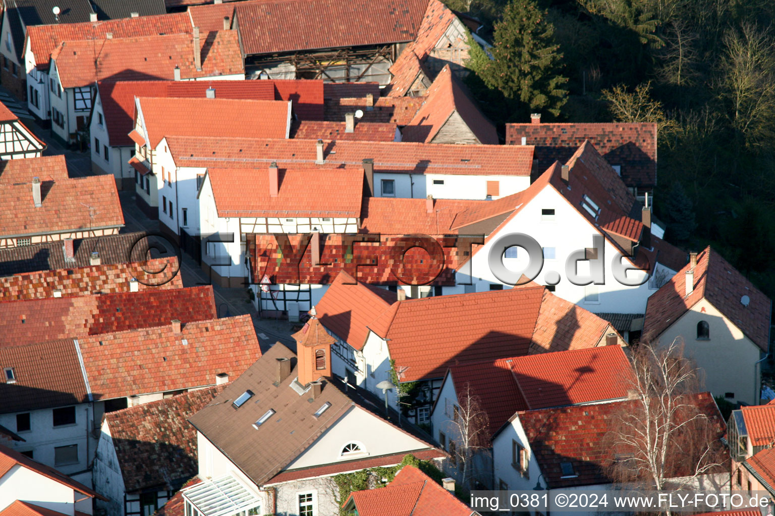 Ludwigstr in Jockgrim in the state Rhineland-Palatinate, Germany from the drone perspective