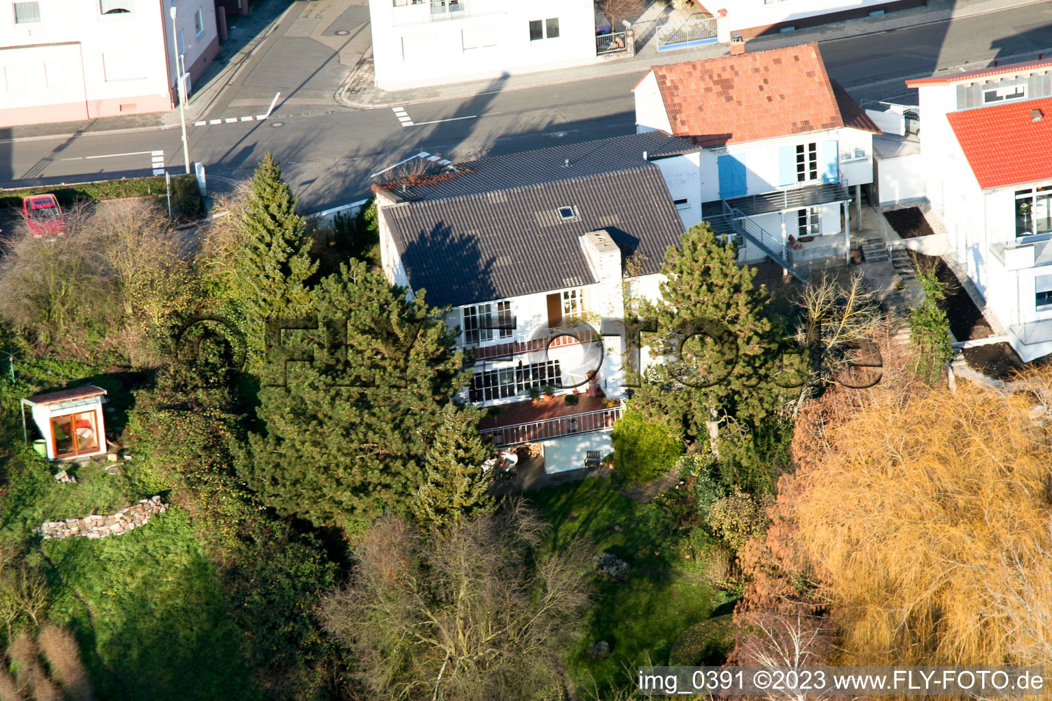 Bahnhofstr in Jockgrim in the state Rhineland-Palatinate, Germany out of the air