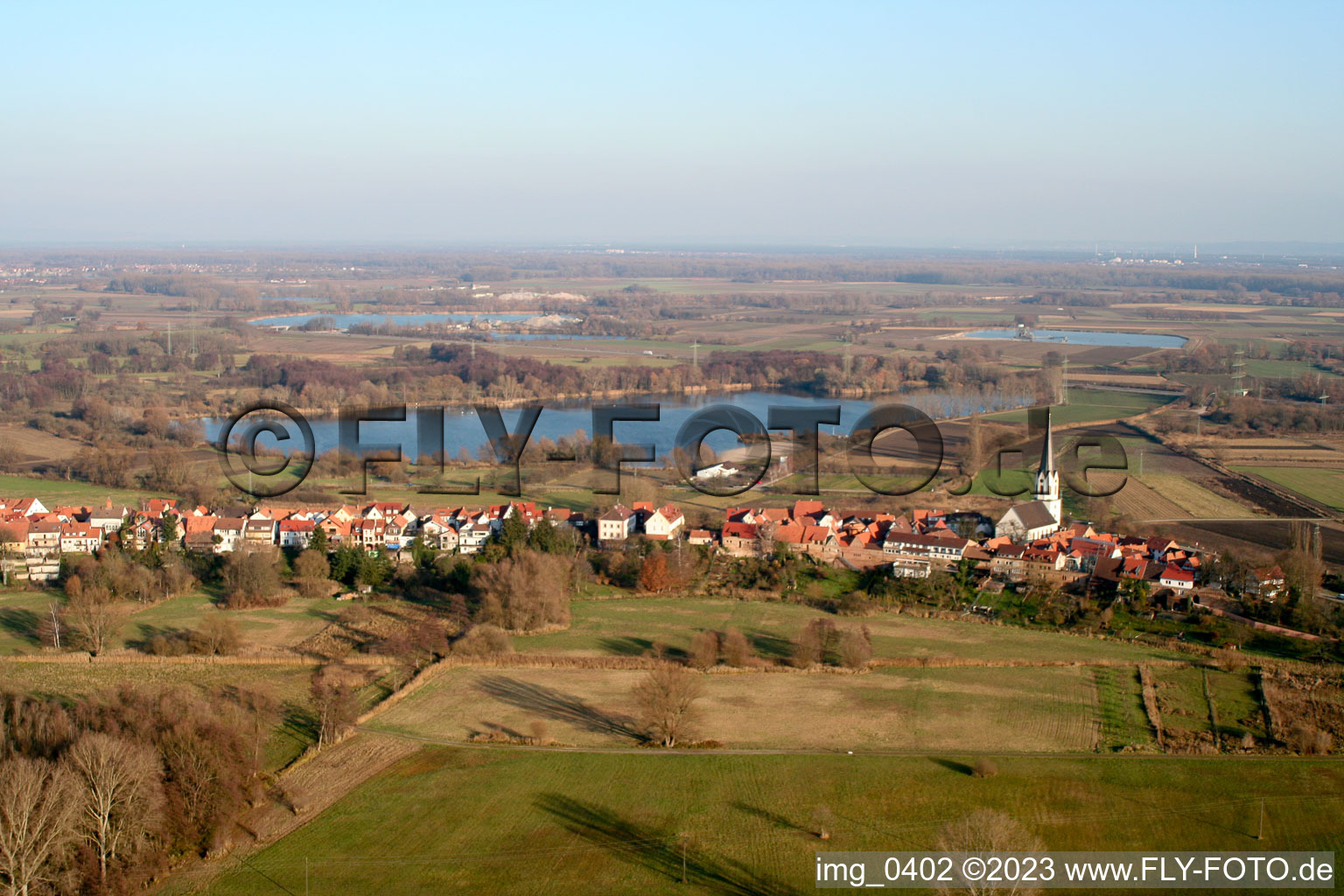 From the west in Jockgrim in the state Rhineland-Palatinate, Germany