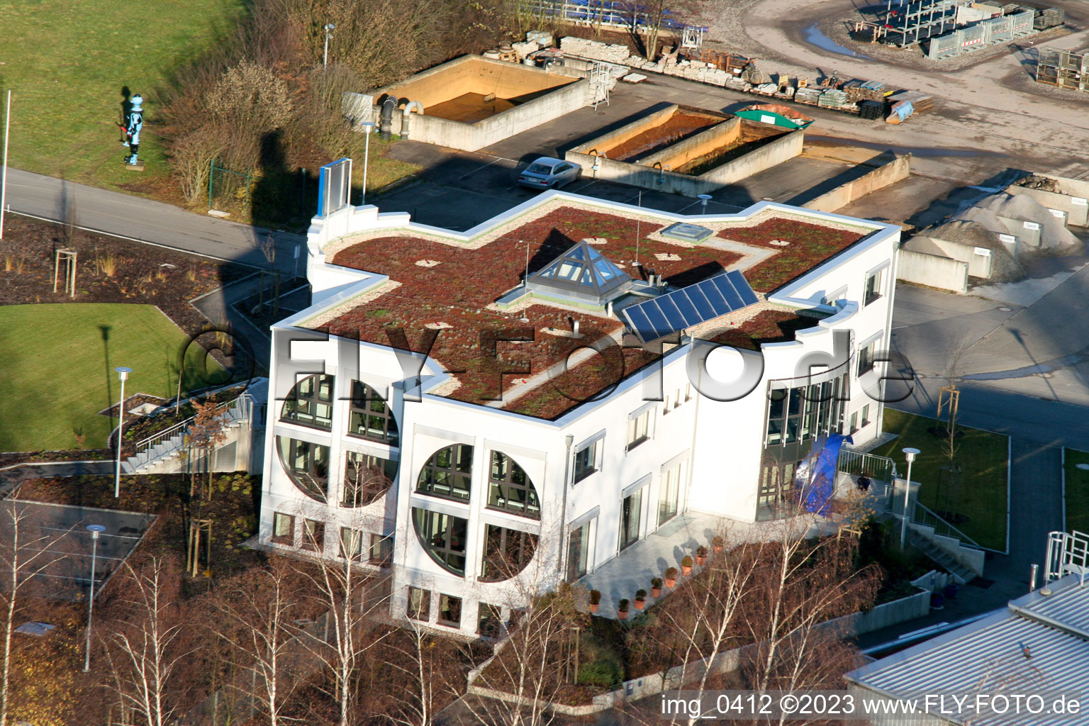 Aerial view of Water supply Germersheim in Jockgrim in the state Rhineland-Palatinate, Germany