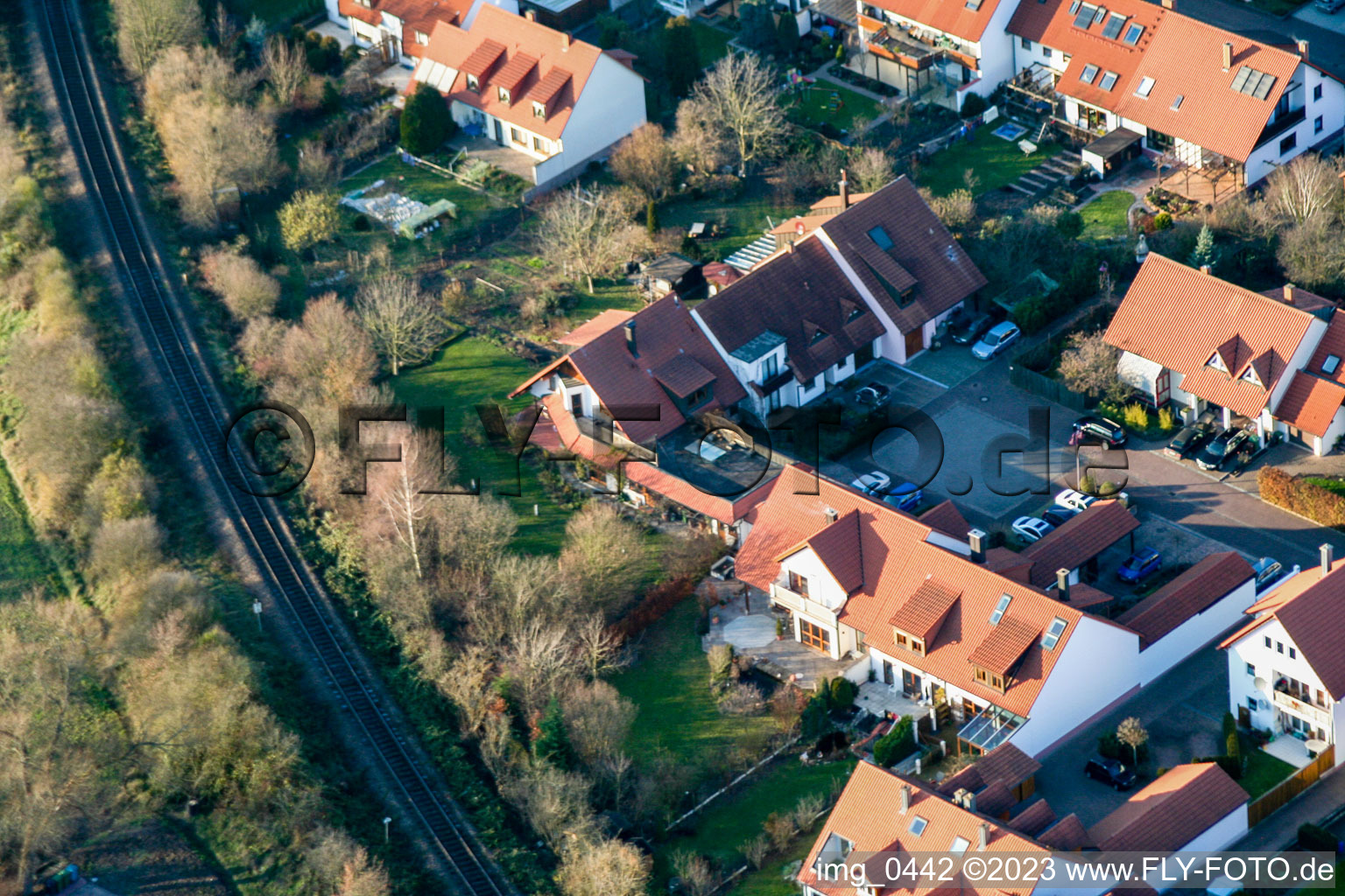 Aerial view of Living close to the city in Kandel in the state Rhineland-Palatinate, Germany