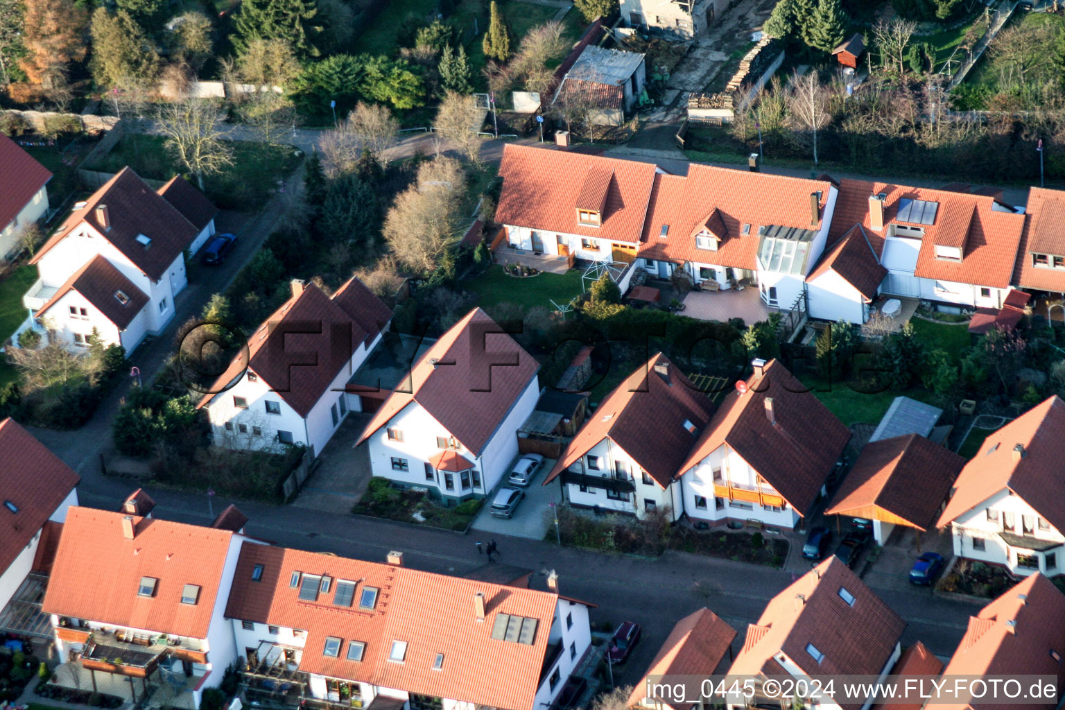 Living close to the city in Kandel in the state Rhineland-Palatinate, Germany from above