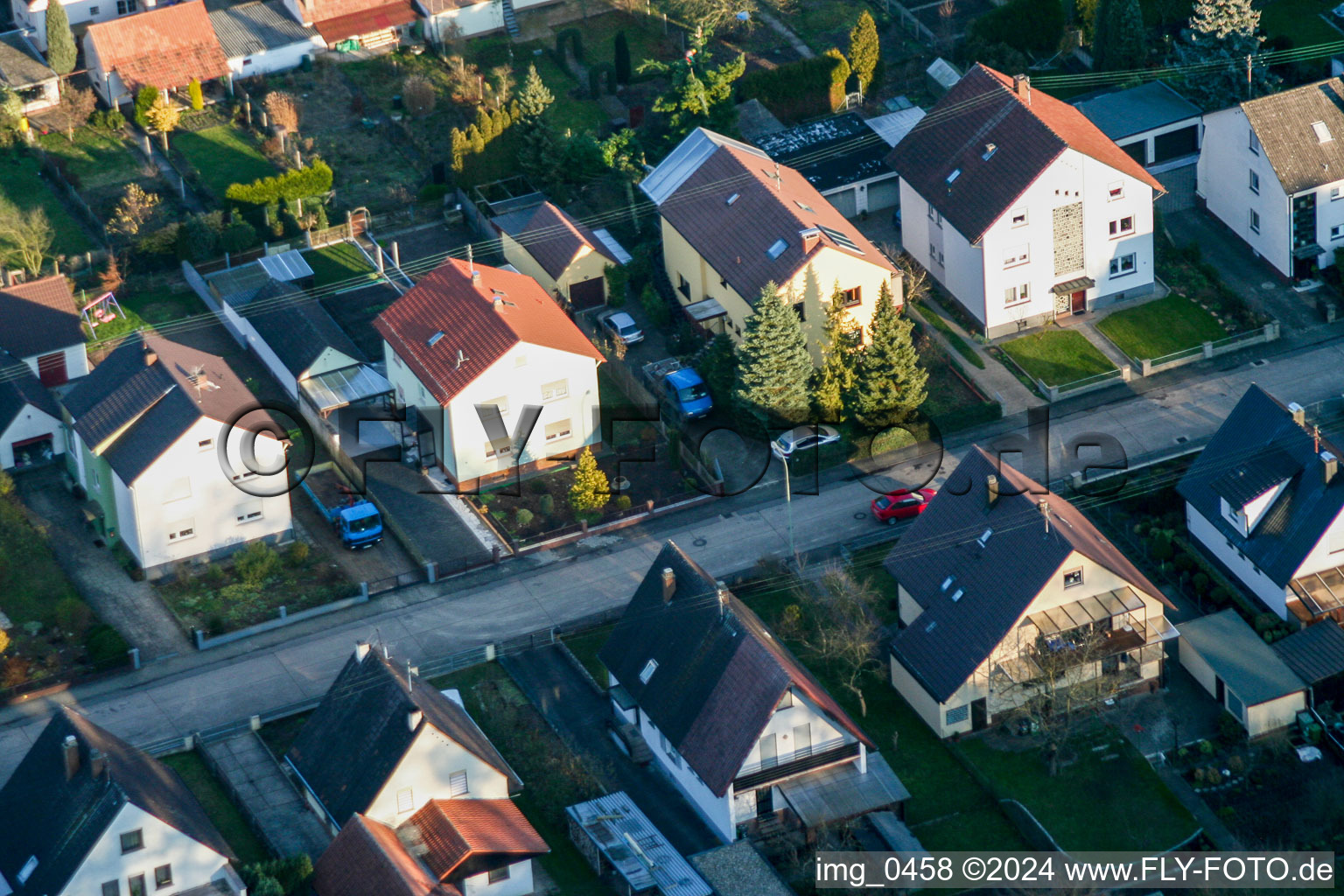 Oblique view of Elsässerstr in Kandel in the state Rhineland-Palatinate, Germany