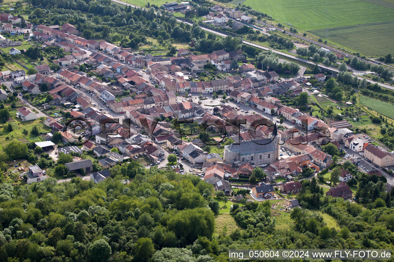 Aerial view of Kœnigsmacker in the state Moselle, France