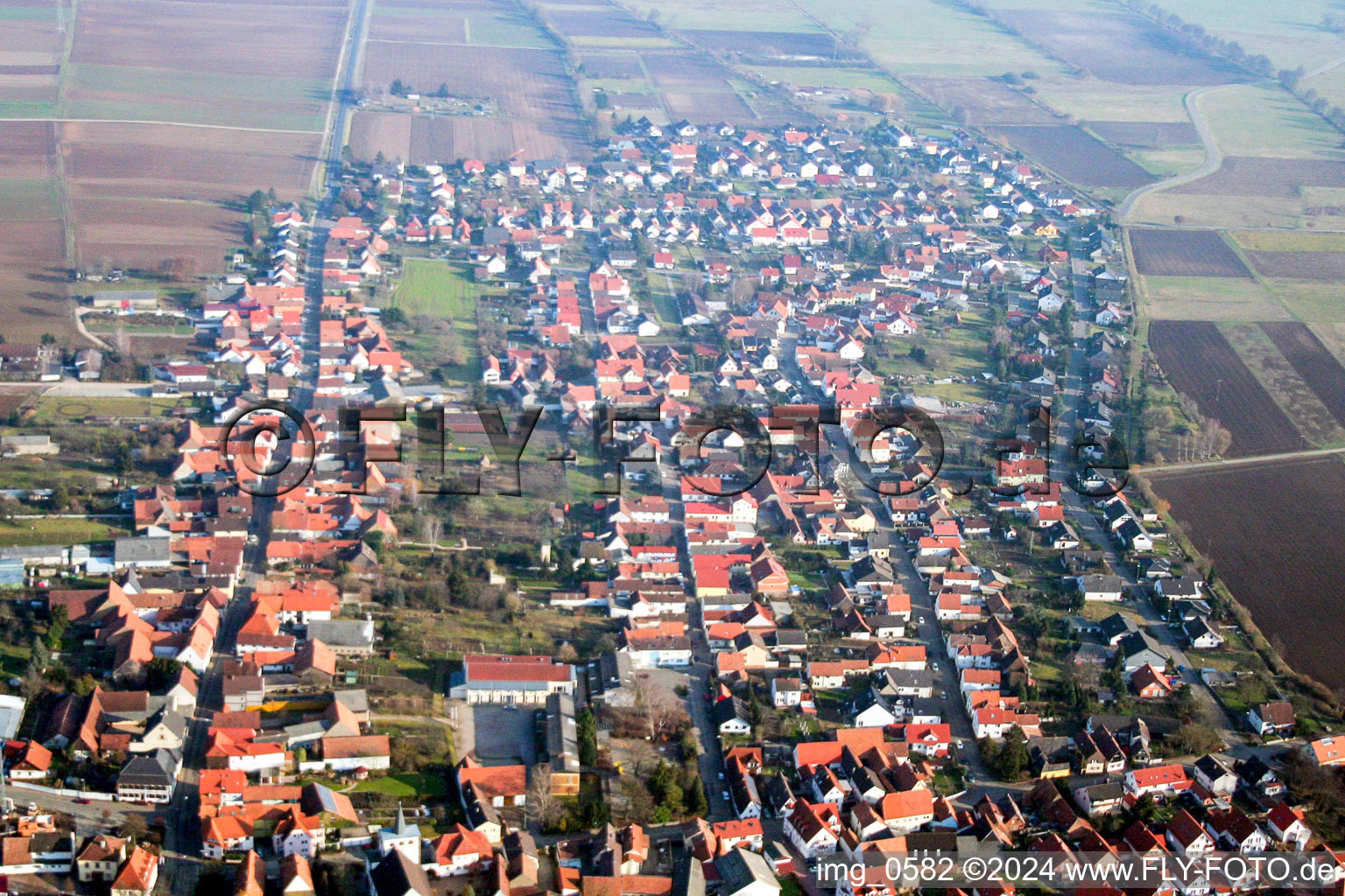 From the west in Minfeld in the state Rhineland-Palatinate, Germany