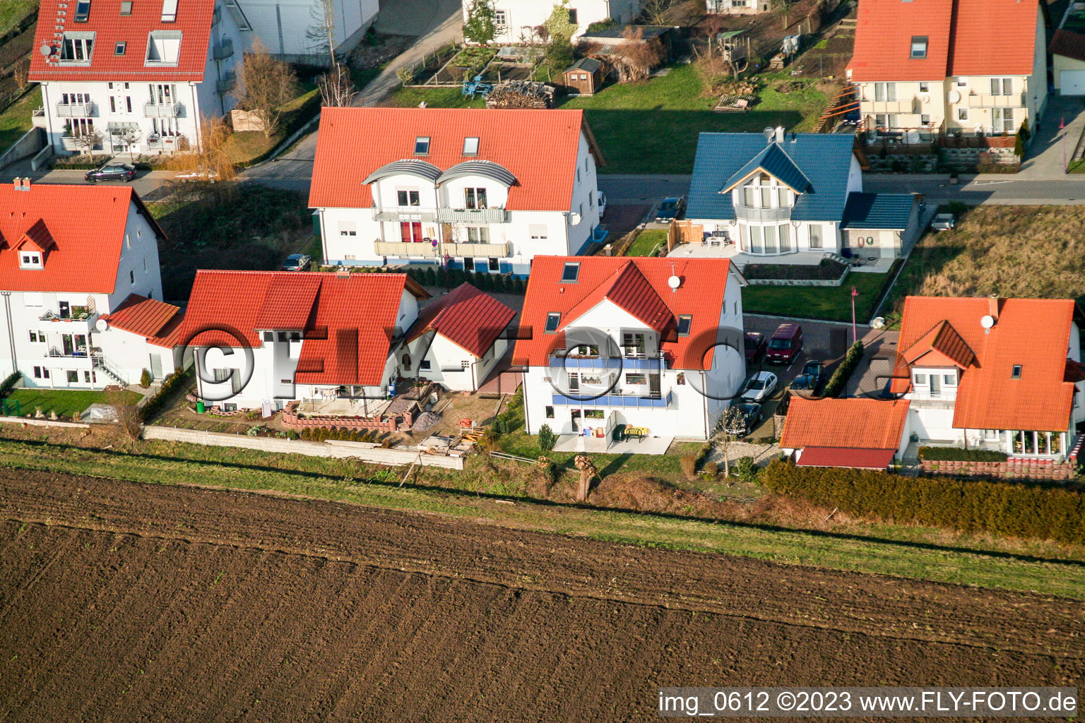 Aerial photograpy of Hare catching in Freckenfeld in the state Rhineland-Palatinate, Germany