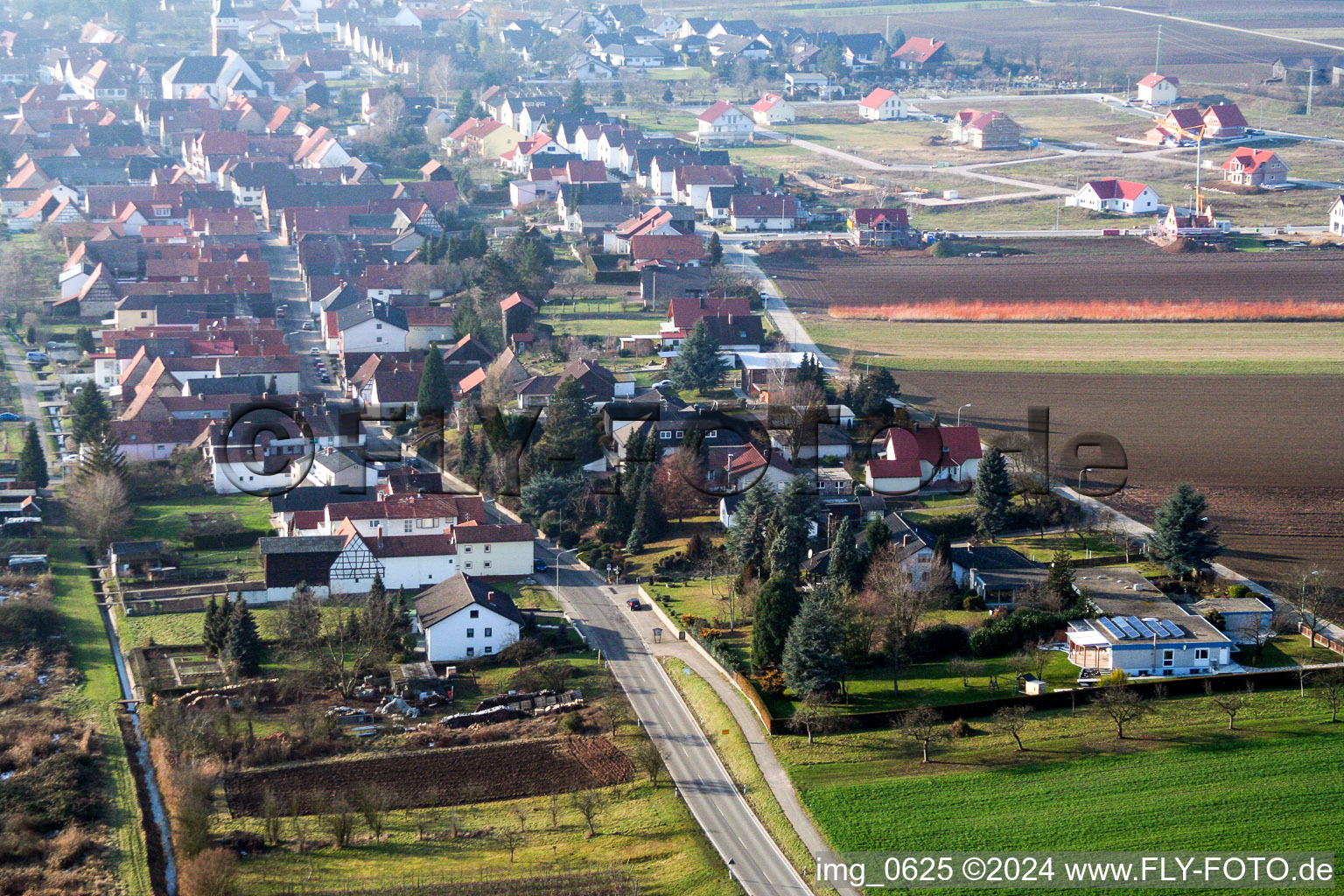 Entrance from the west in the district Schaidt in Wörth am Rhein in the state Rhineland-Palatinate, Germany