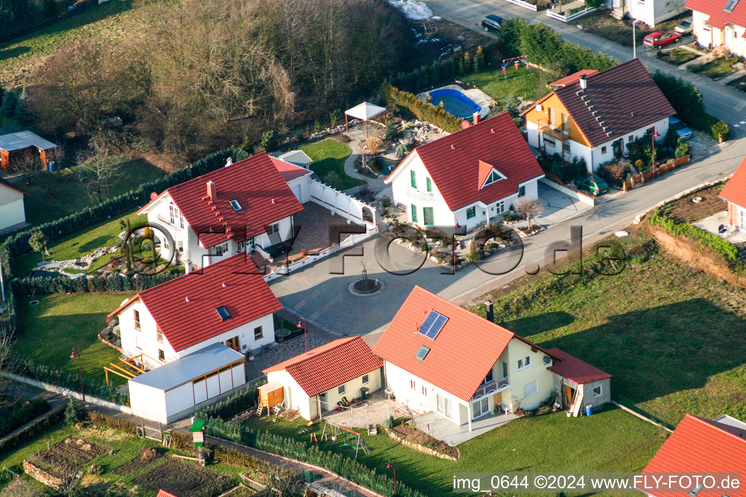 Aerial view of New development area in Dierbach in the state Rhineland-Palatinate, Germany