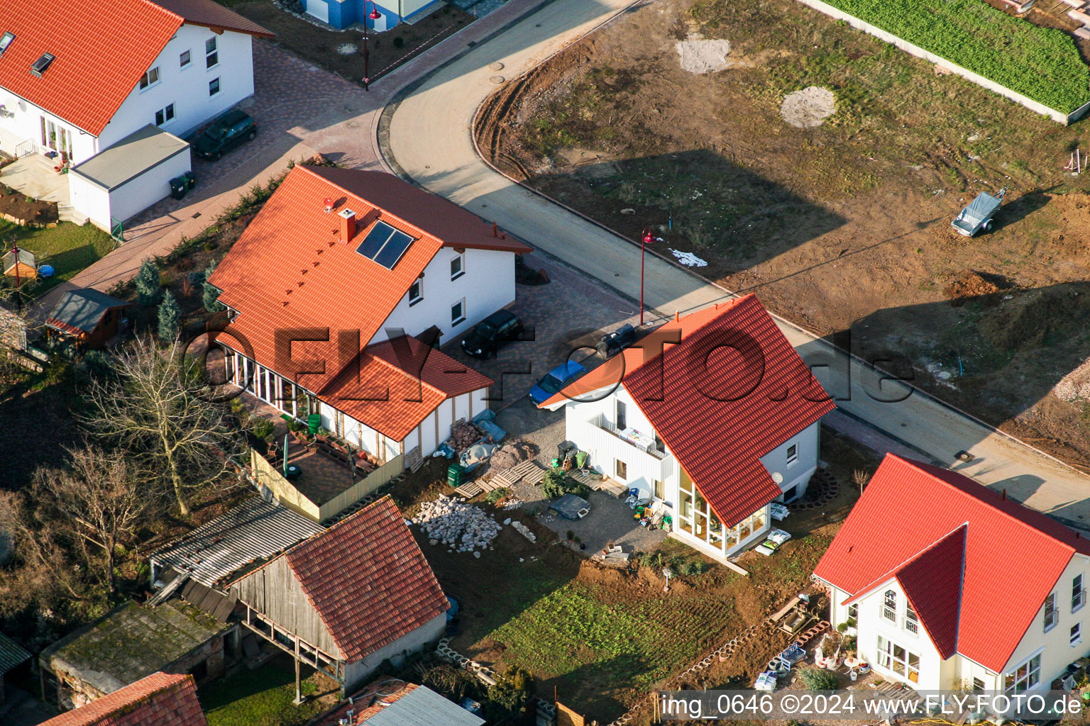 Aerial photograpy of New development area in Dierbach in the state Rhineland-Palatinate, Germany