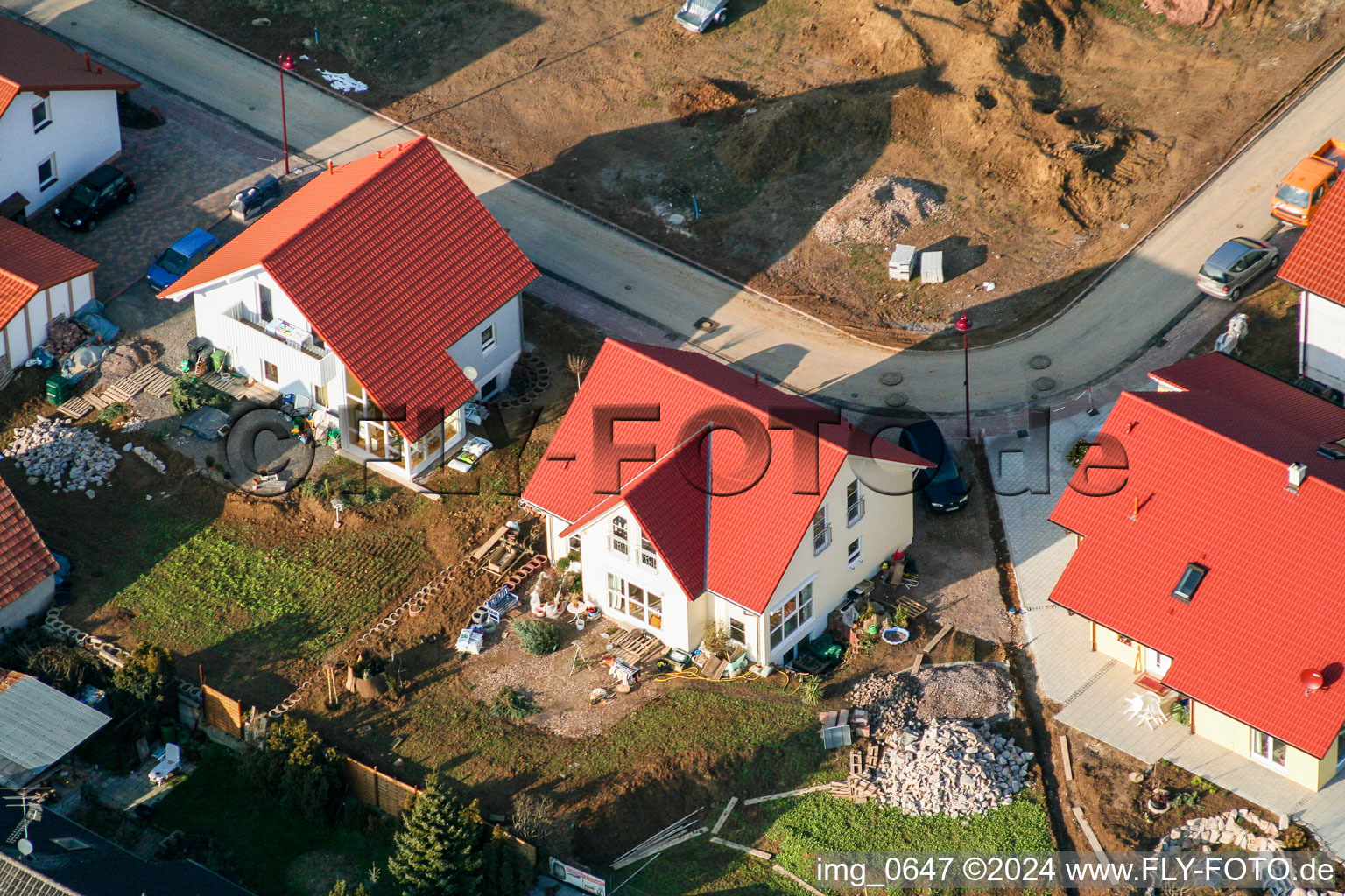 Oblique view of New development area in Dierbach in the state Rhineland-Palatinate, Germany