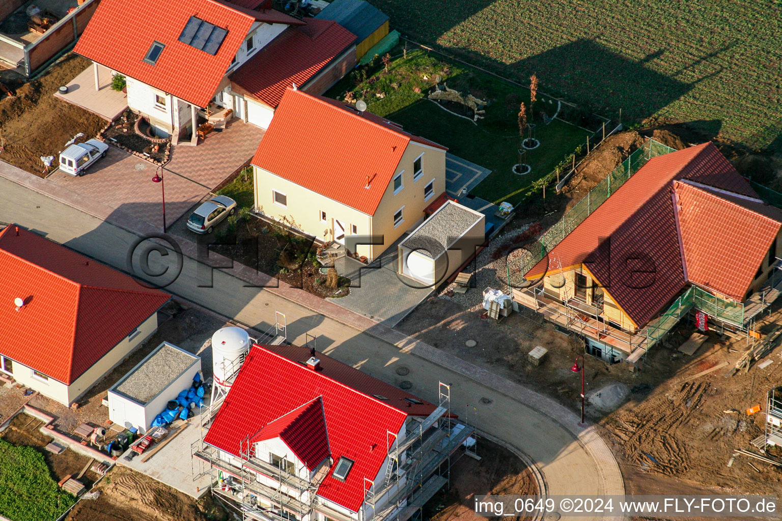 New development area in Dierbach in the state Rhineland-Palatinate, Germany from above