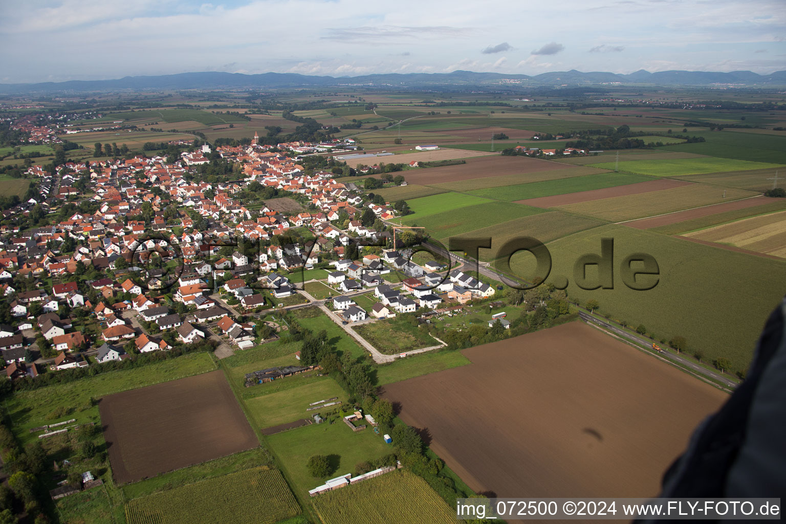 Aerial photograpy of Minfeld in the state Rhineland-Palatinate, Germany