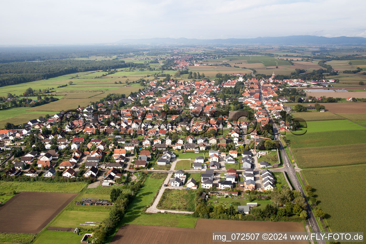 Minfeld in the state Rhineland-Palatinate, Germany from above