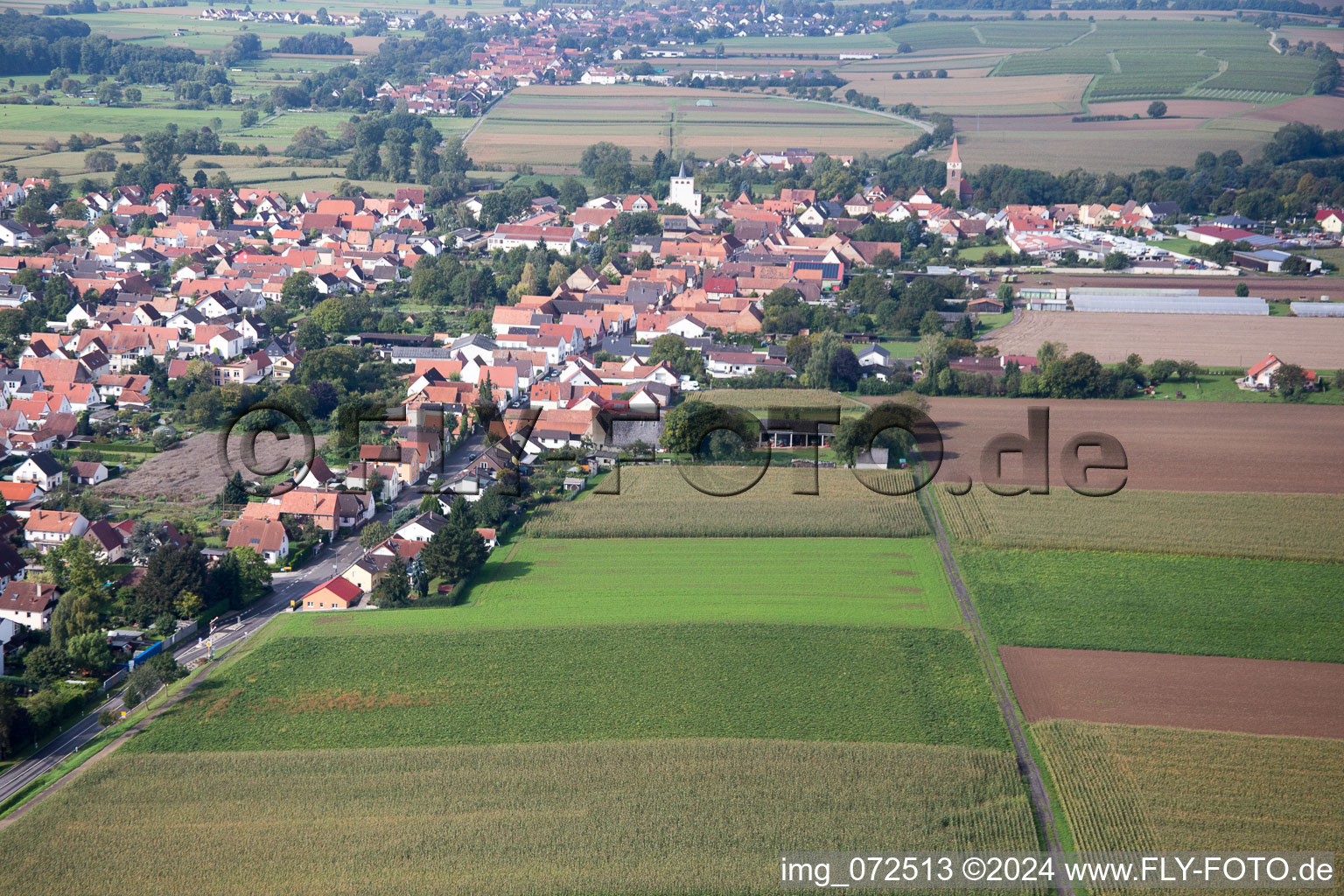 Minfeld in the state Rhineland-Palatinate, Germany from the plane