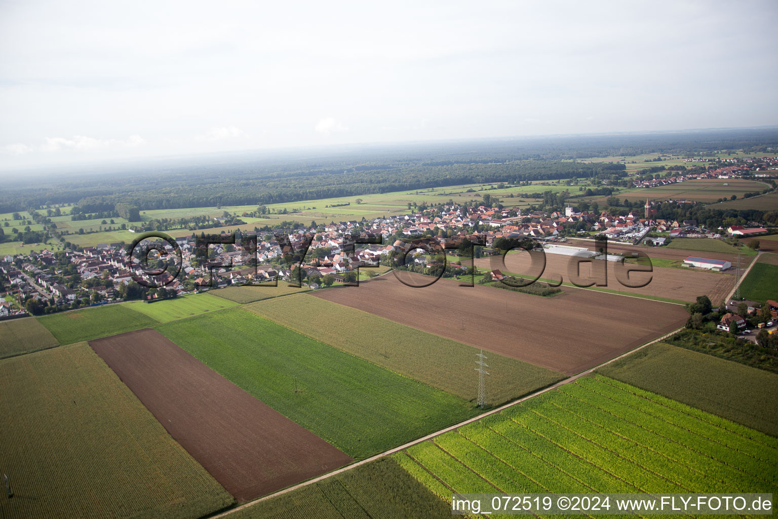 Drone recording of Minfeld in the state Rhineland-Palatinate, Germany