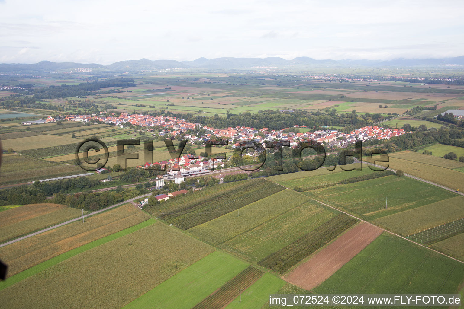 Aerial view of Railroad station in Winden in the state Rhineland-Palatinate, Germany