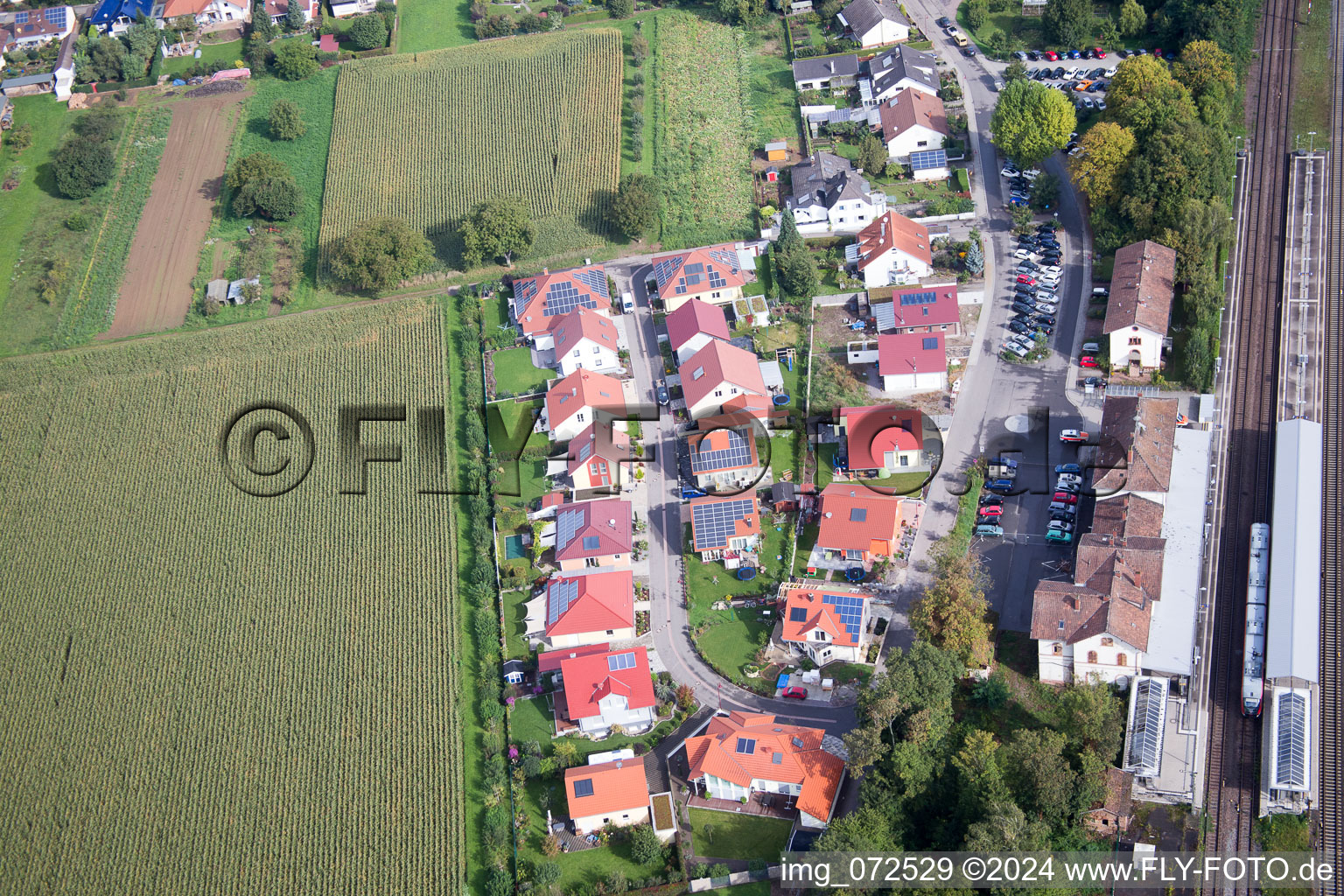 Oblique view of Railroad station in Winden in the state Rhineland-Palatinate, Germany