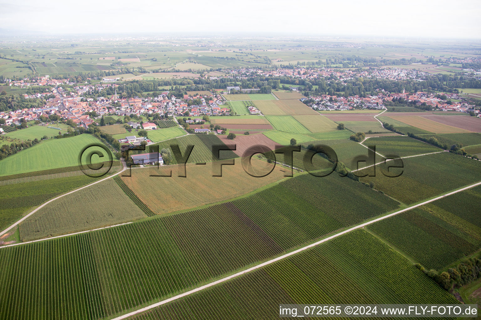 Aerial photograpy of District Ingenheim in Billigheim-Ingenheim in the state Rhineland-Palatinate, Germany