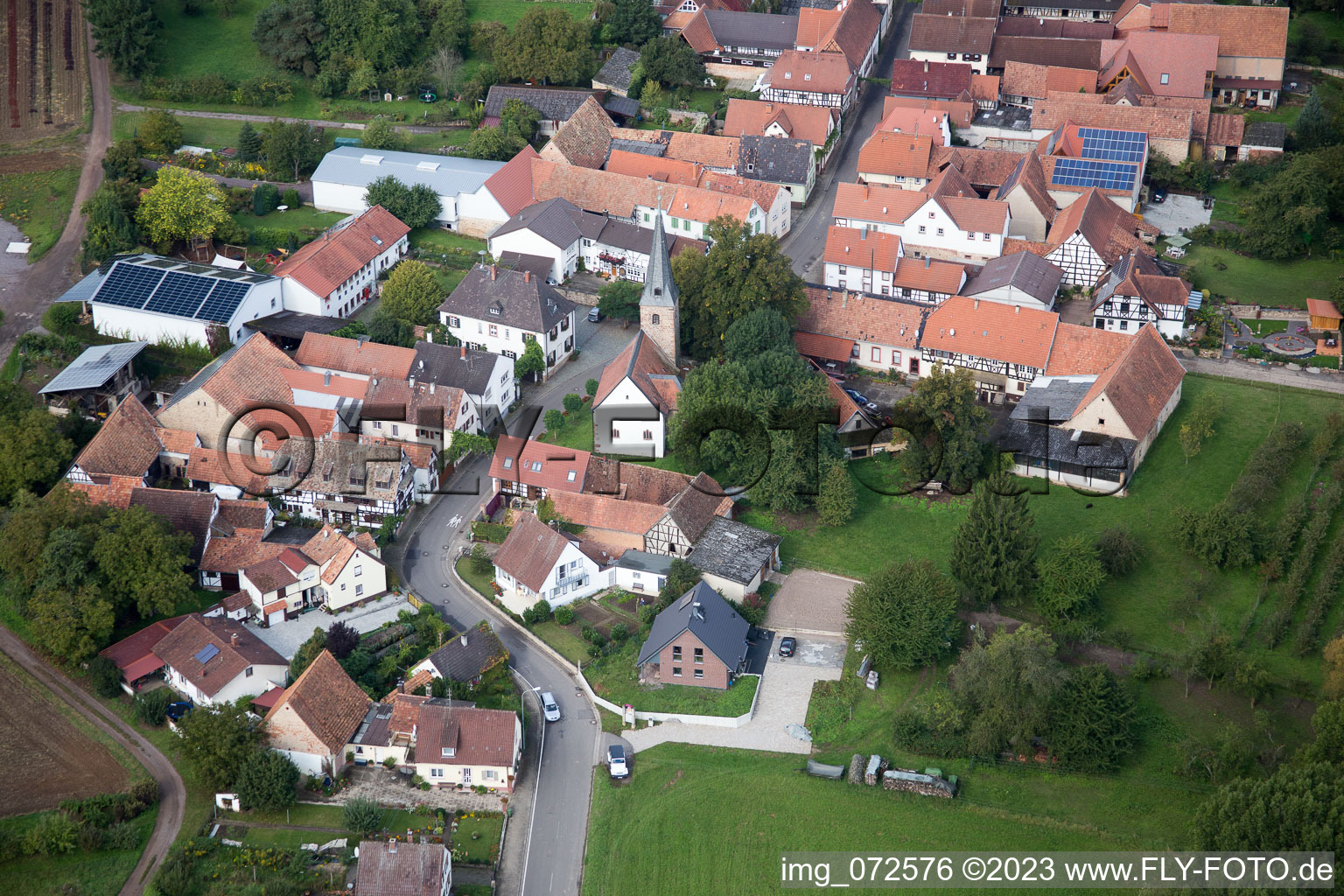 District Klingen in Heuchelheim-Klingen in the state Rhineland-Palatinate, Germany out of the air
