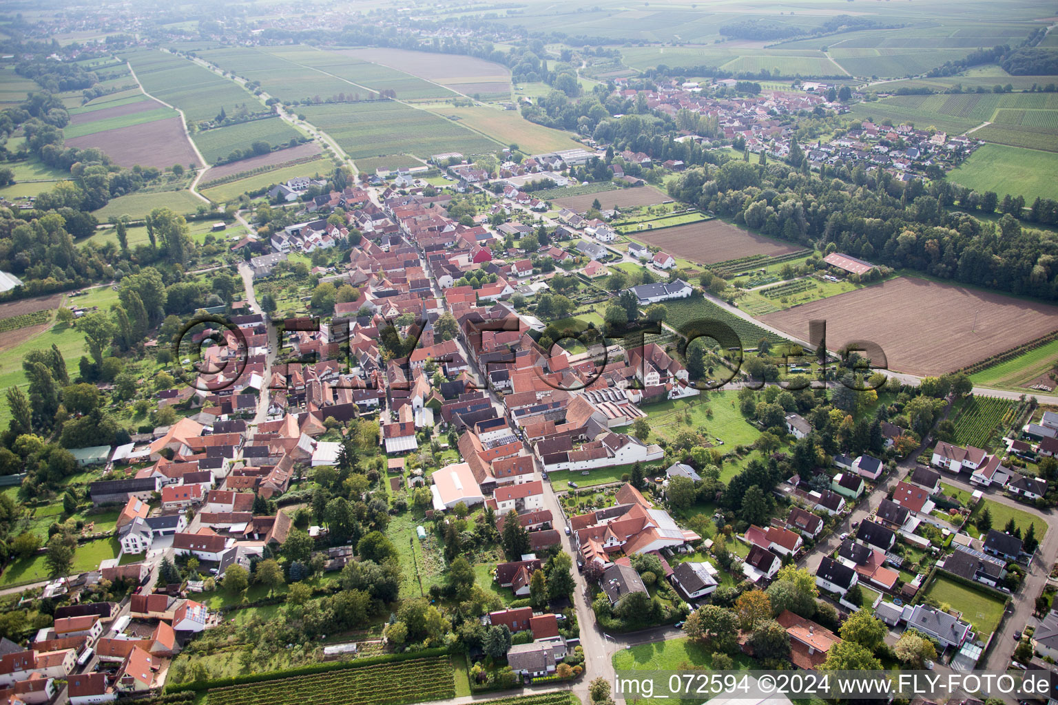 District Heuchelheim in Heuchelheim-Klingen in the state Rhineland-Palatinate, Germany out of the air