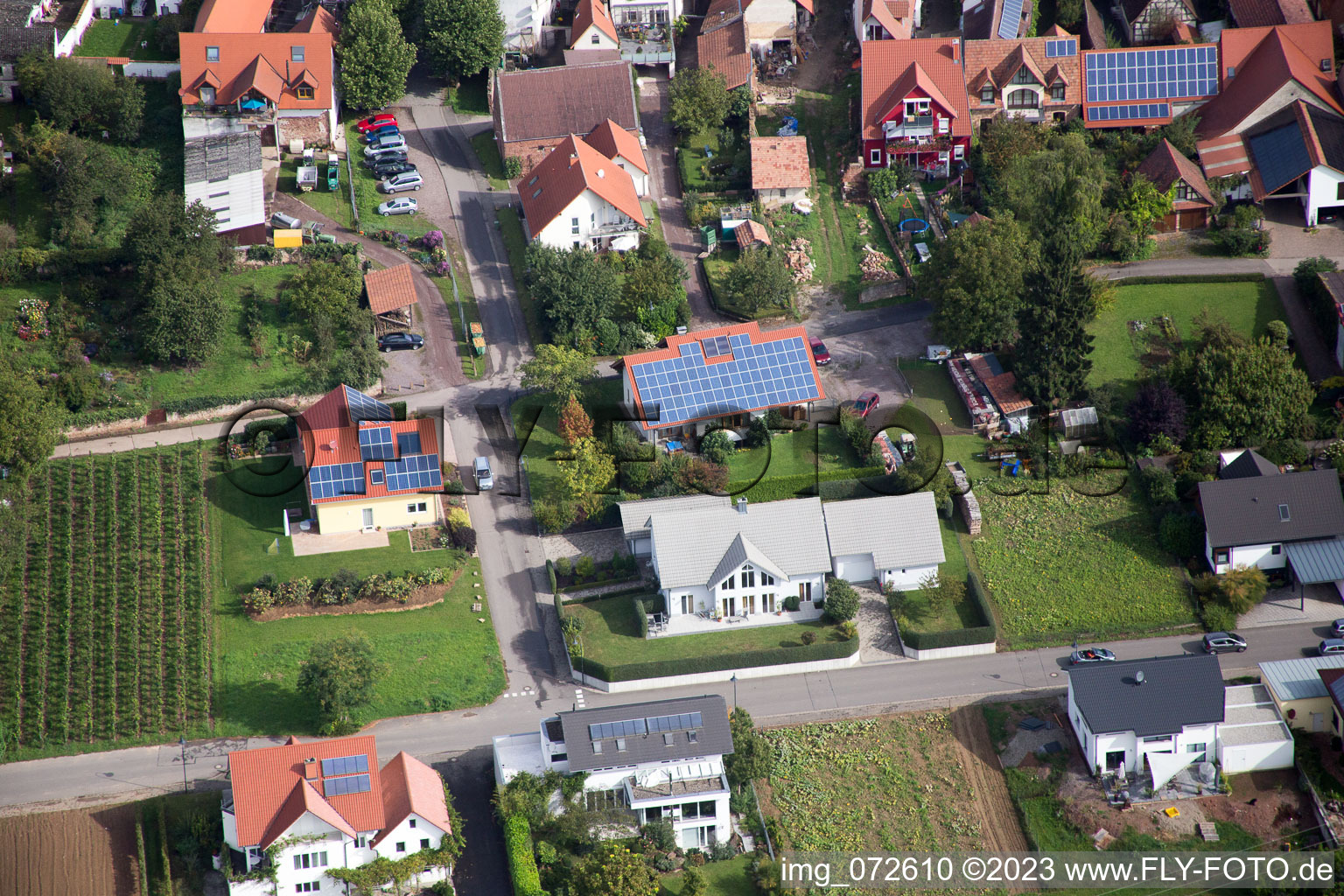 District Heuchelheim in Heuchelheim-Klingen in the state Rhineland-Palatinate, Germany viewn from the air