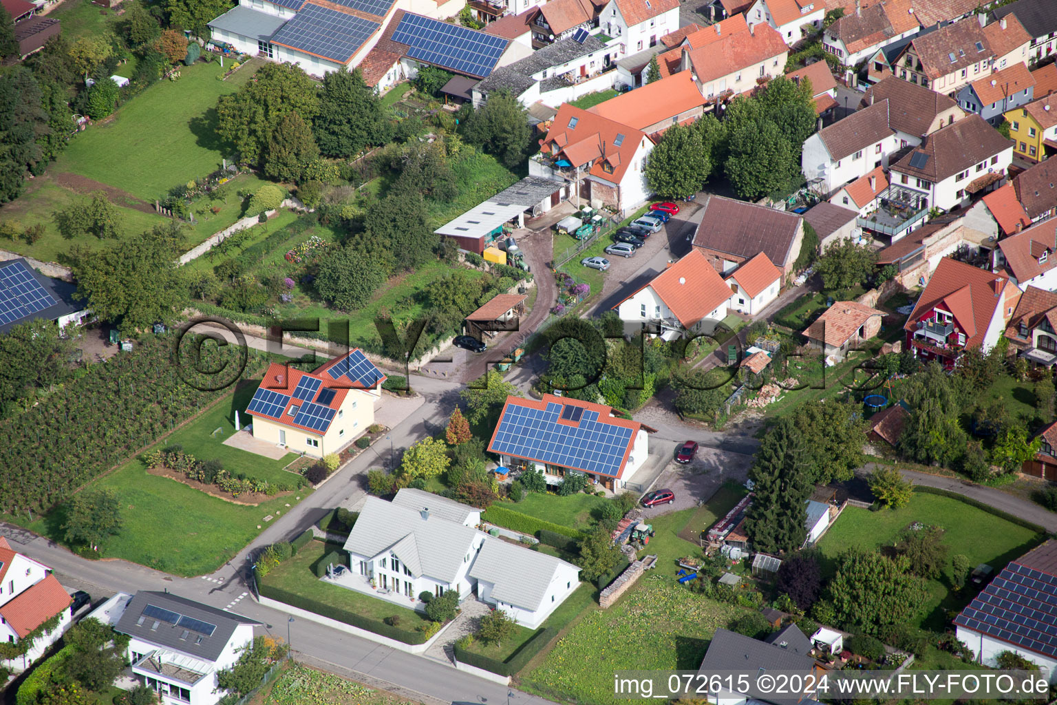 District Heuchelheim in Heuchelheim-Klingen in the state Rhineland-Palatinate, Germany from the drone perspective