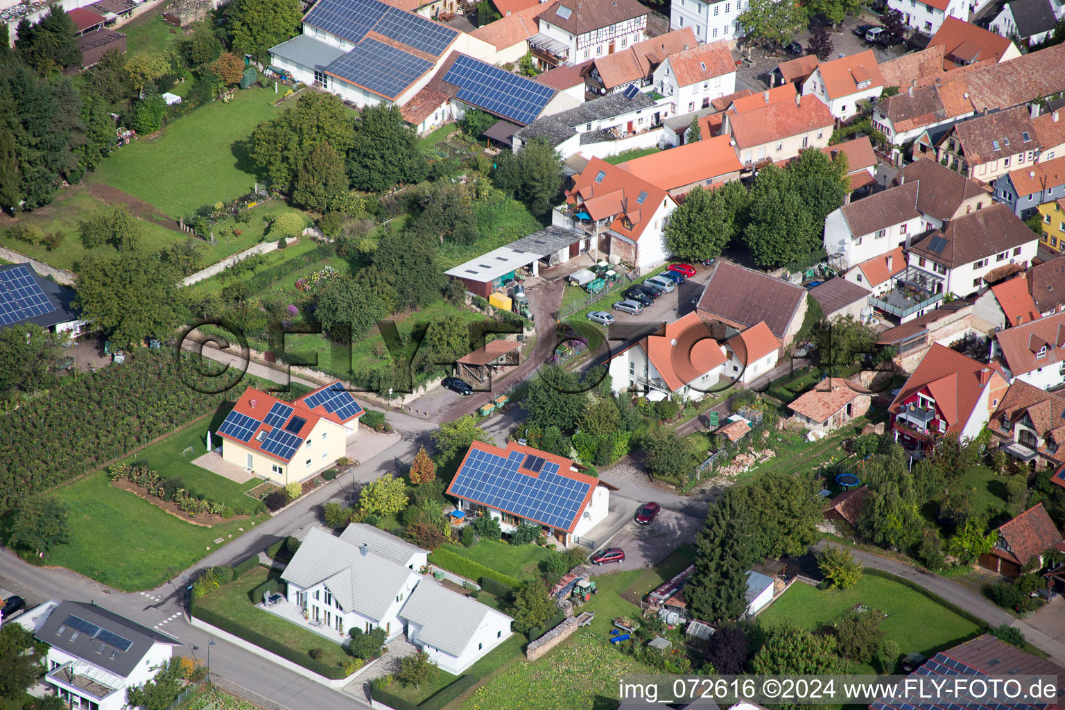 District Heuchelheim in Heuchelheim-Klingen in the state Rhineland-Palatinate, Germany from a drone